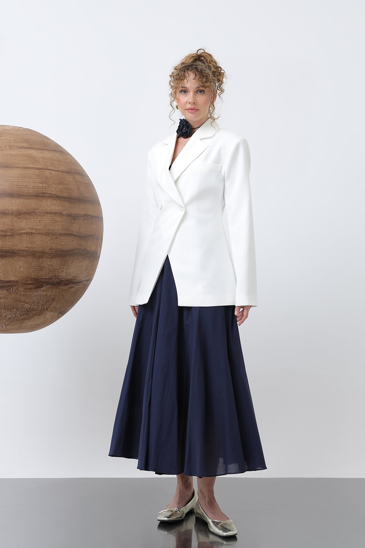 Kadın Önden Düğmeli Blazer Ceket -32245CKT ECRU