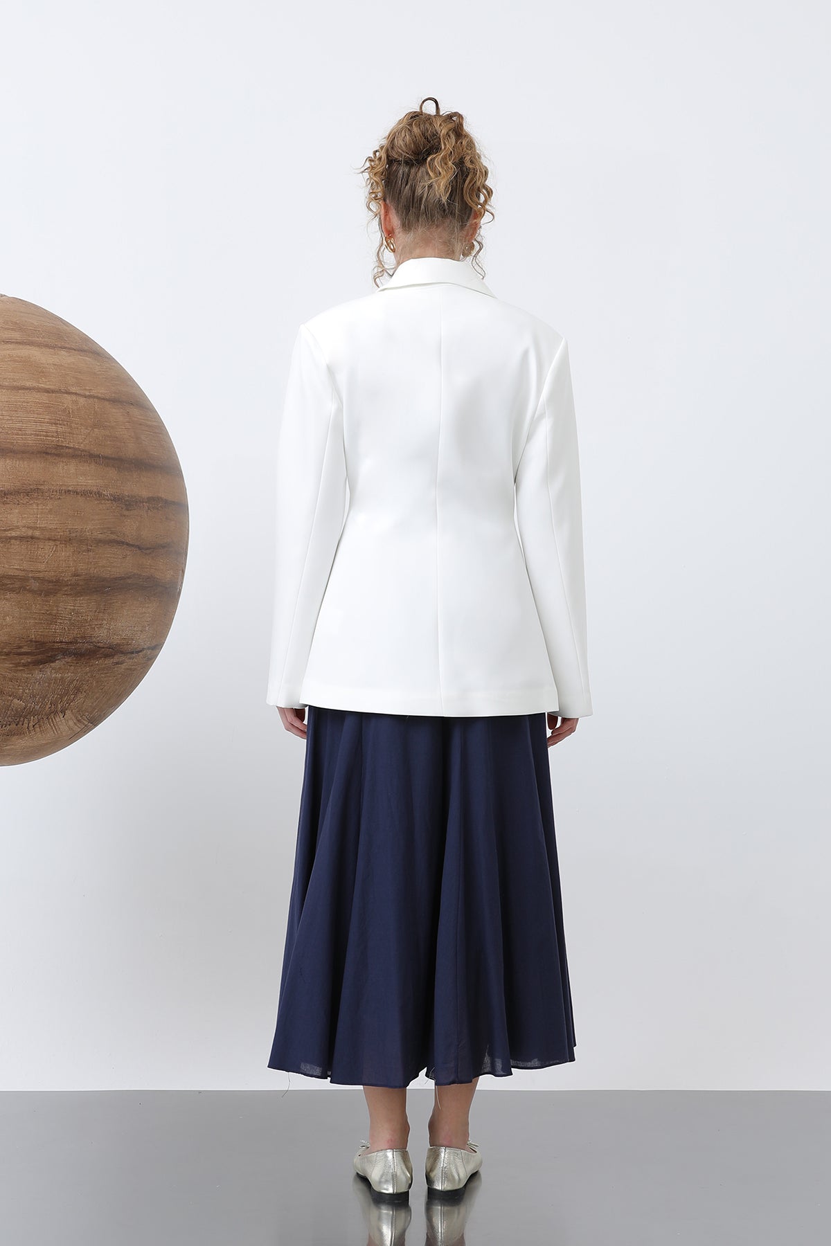 Kadın Önden Düğmeli Blazer Ceket -32245CKT ECRU