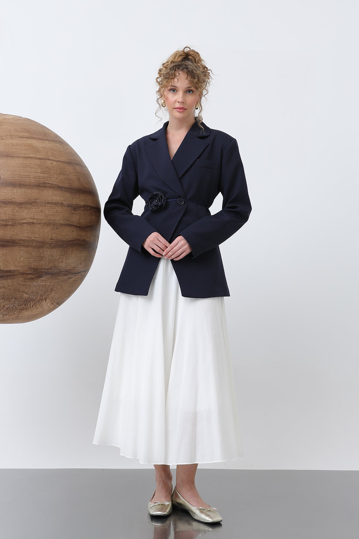 Kadın Önden Düğmeli Blazer Ceket -32245CKT NAVY