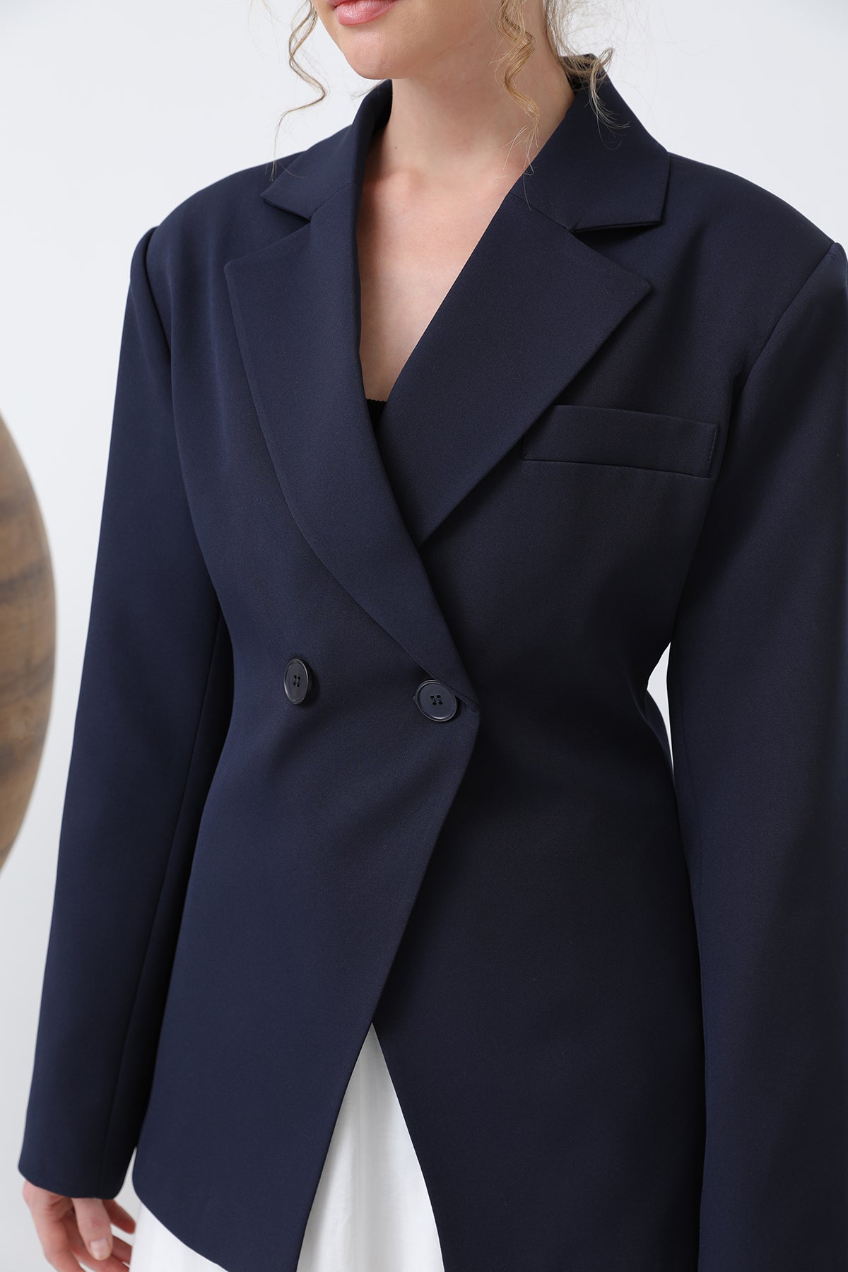 Kadın Önden Düğmeli Blazer Ceket -32245CKT NAVY