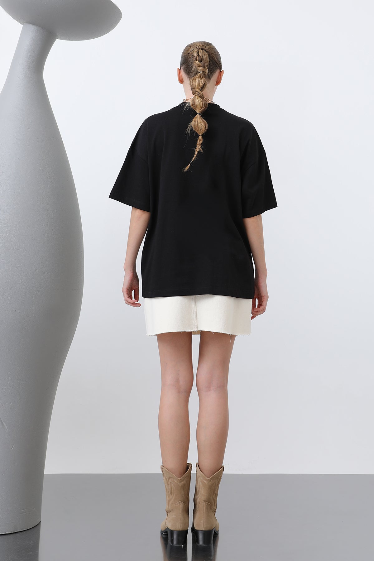 Ayıcık Nakışlı Basic Tshirt -32253TSH BLACK