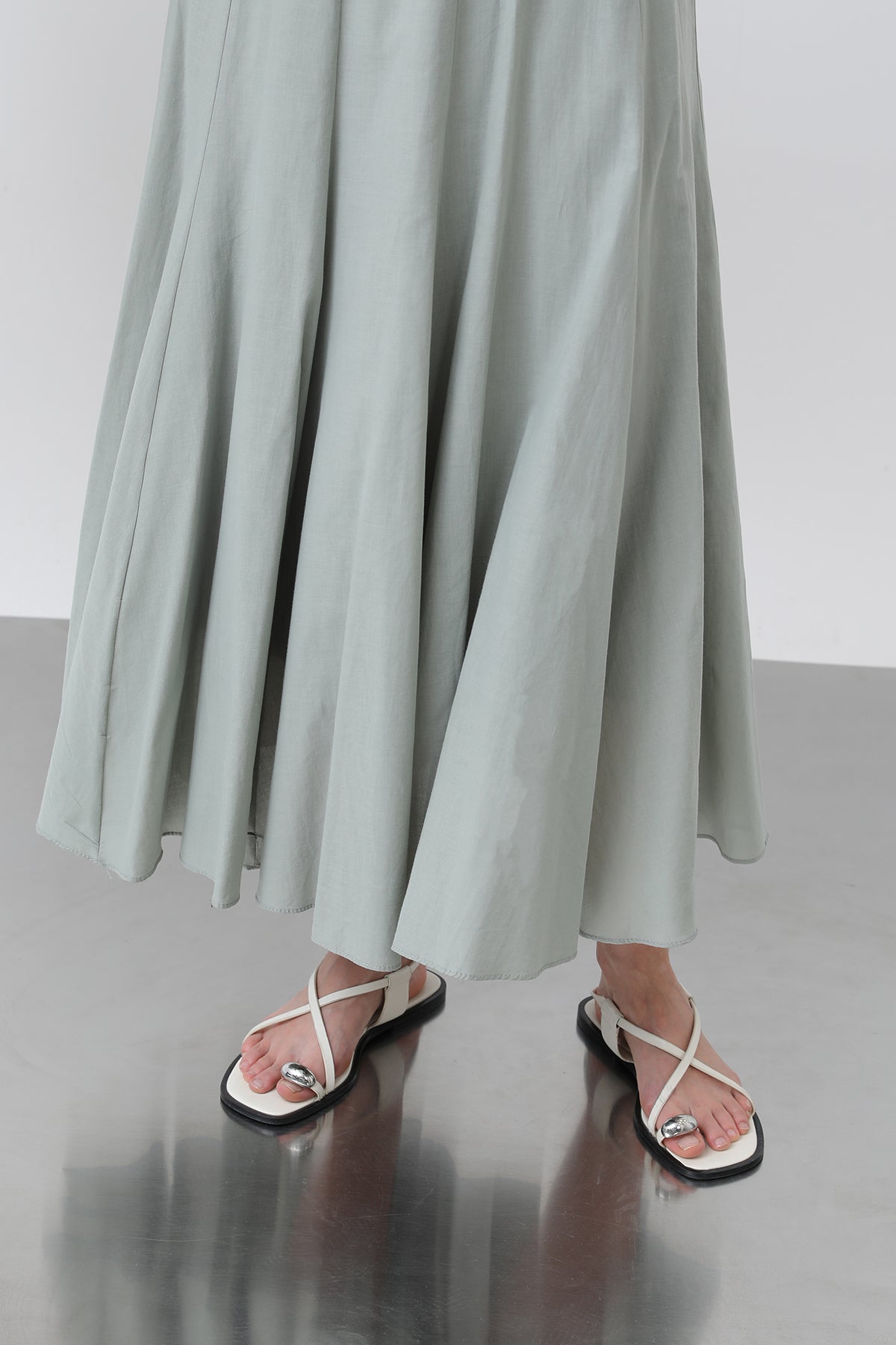 Kadın Uzun Vual Etek -32257ETK ALMOND GREEN