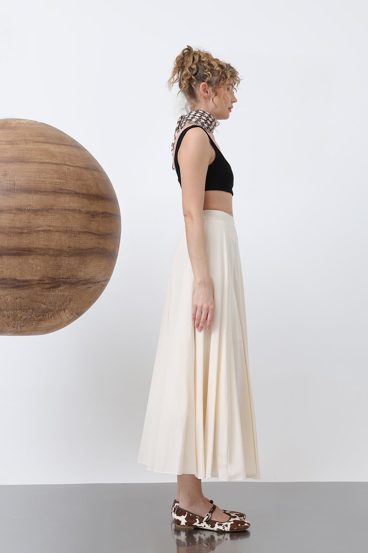 Kadın Uzun Vual Etek -32257ETK SAND BEIGE
