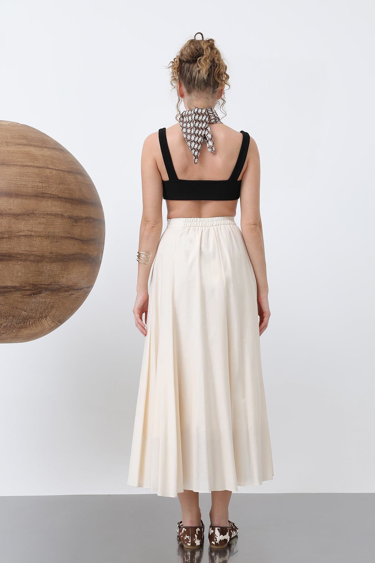 Kadın Uzun Vual Etek -32257ETK SAND BEIGE