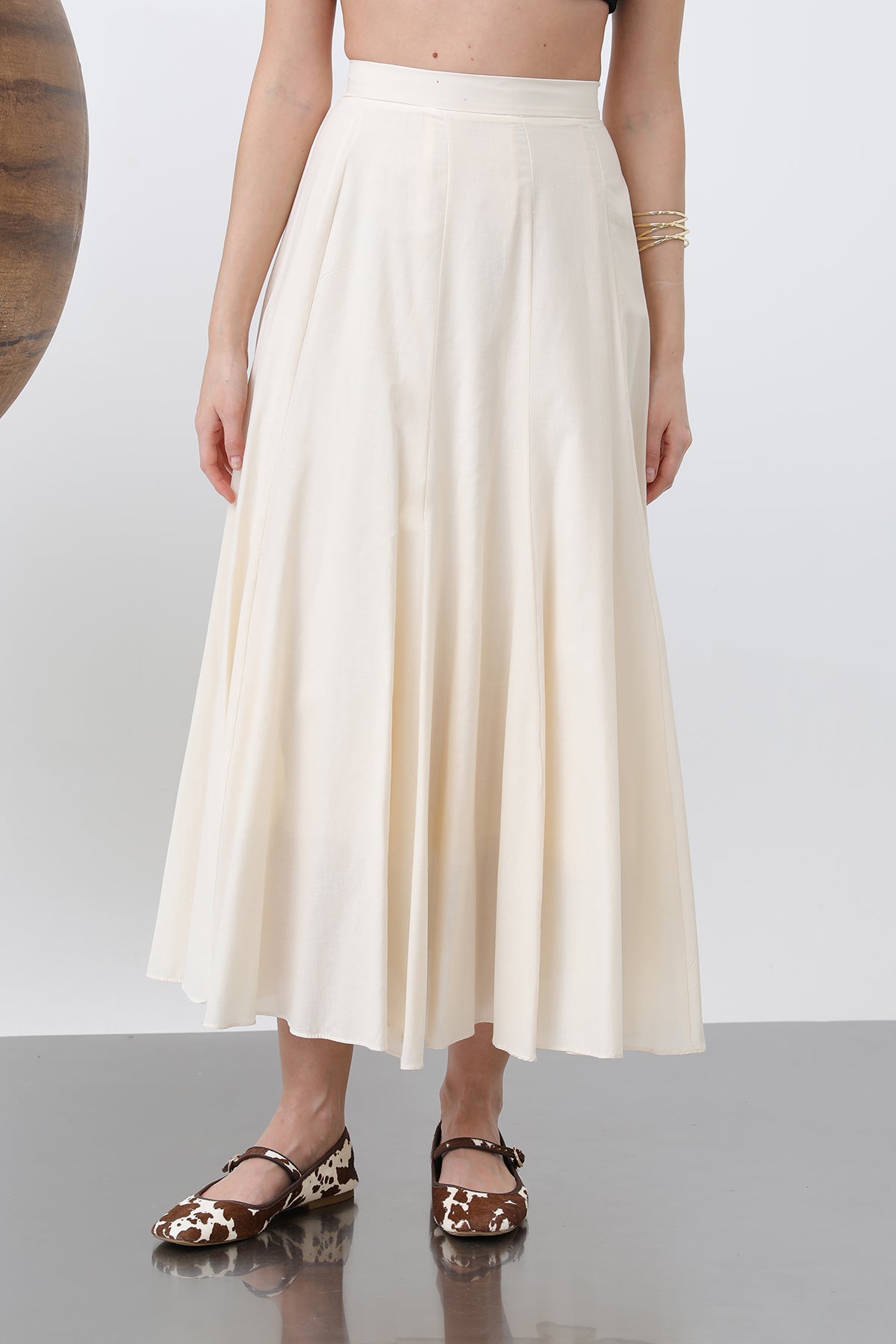 Kadın Uzun Vual Etek -32257ETK SAND BEIGE