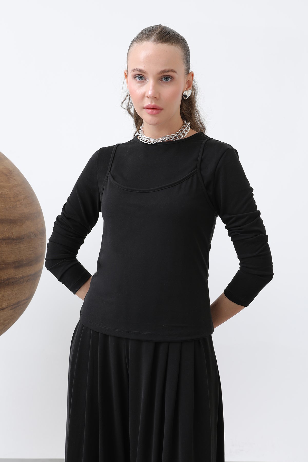 Kadın Atlet Detaylı Bluz -32262BLZ BLACK