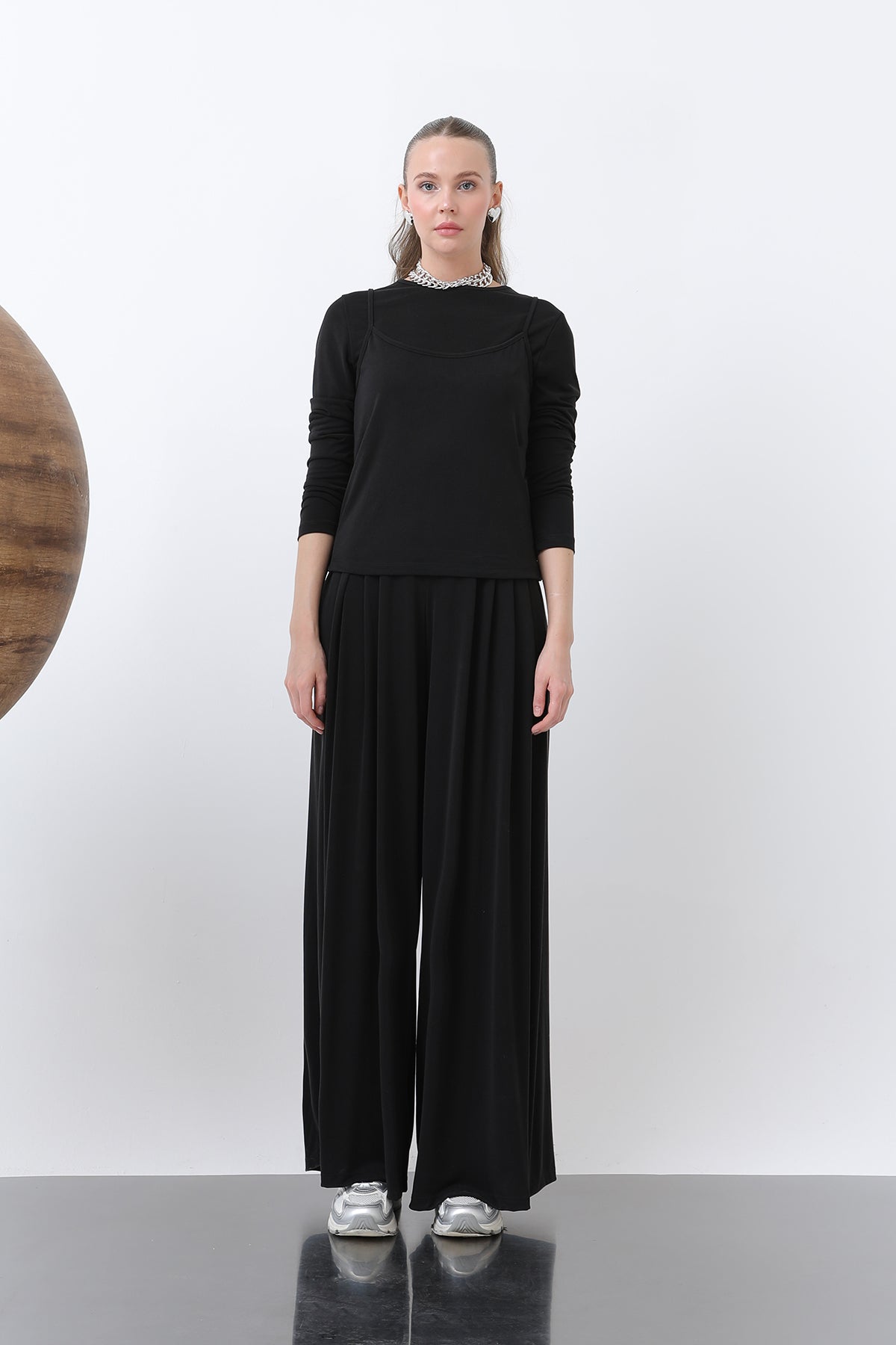 Kadın Atlet Detaylı Bluz -32262BLZ BLACK
