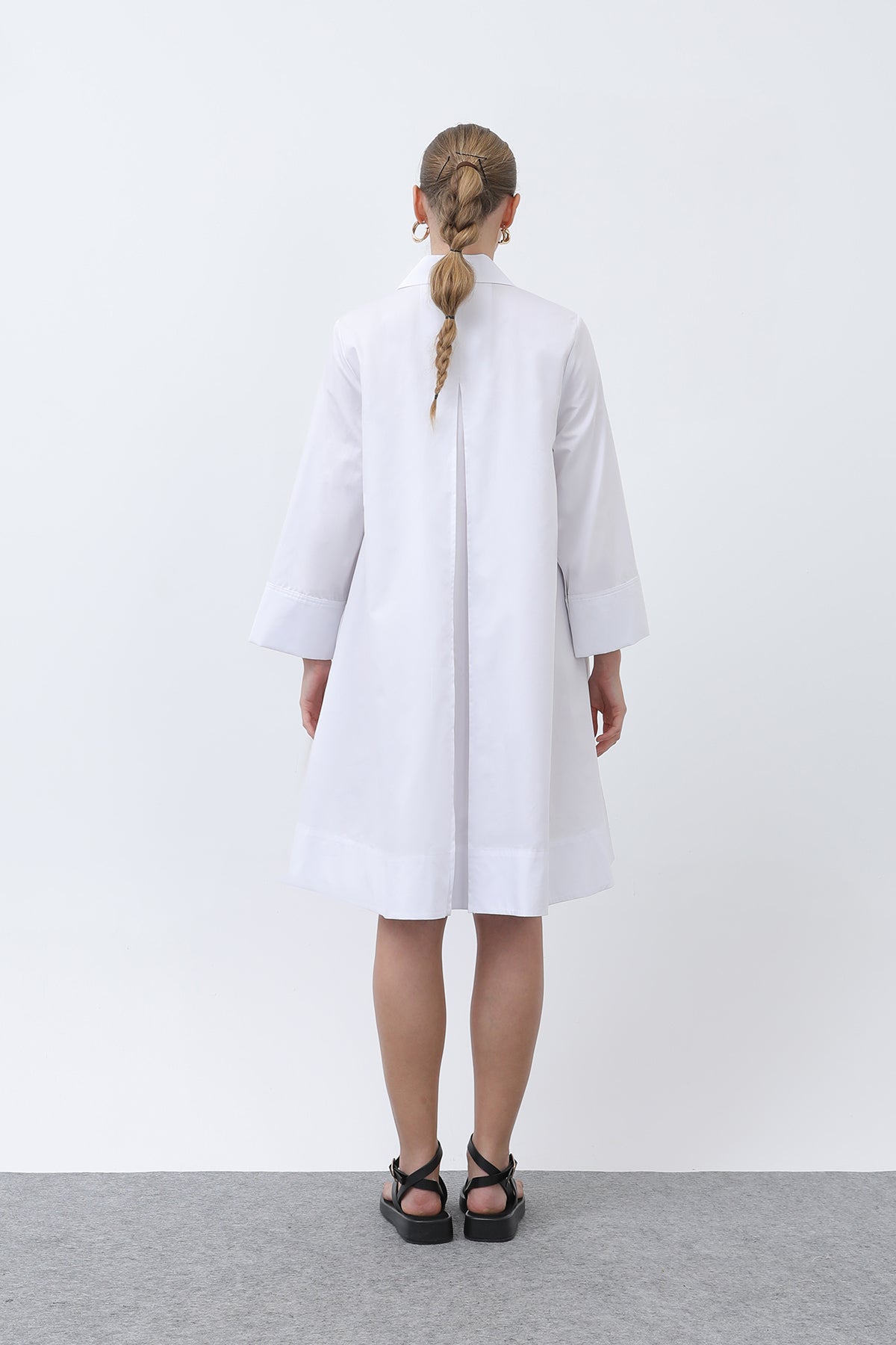 Kadın Poplin Mini Elbise -32274ELB ECRU