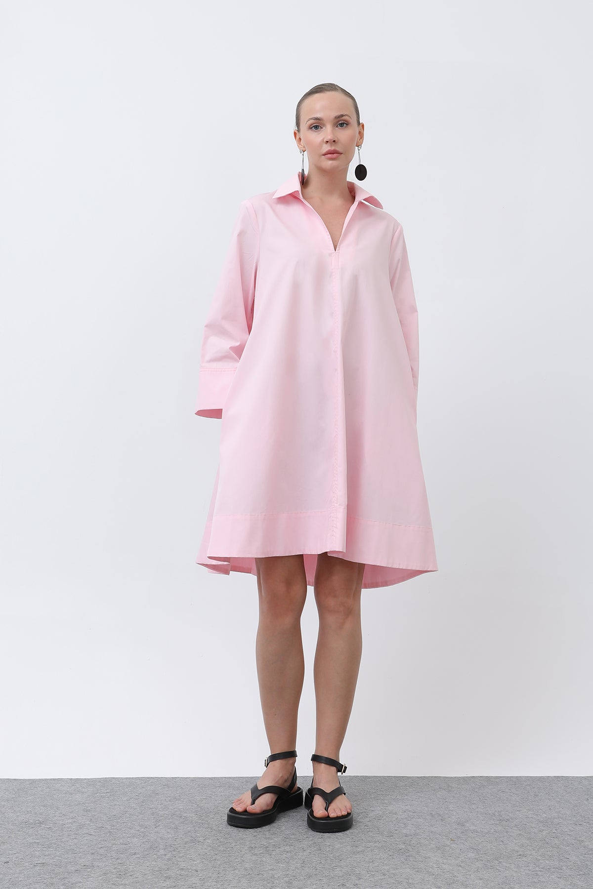 Kadın Poplin Mini Elbise -32274ELB PINK