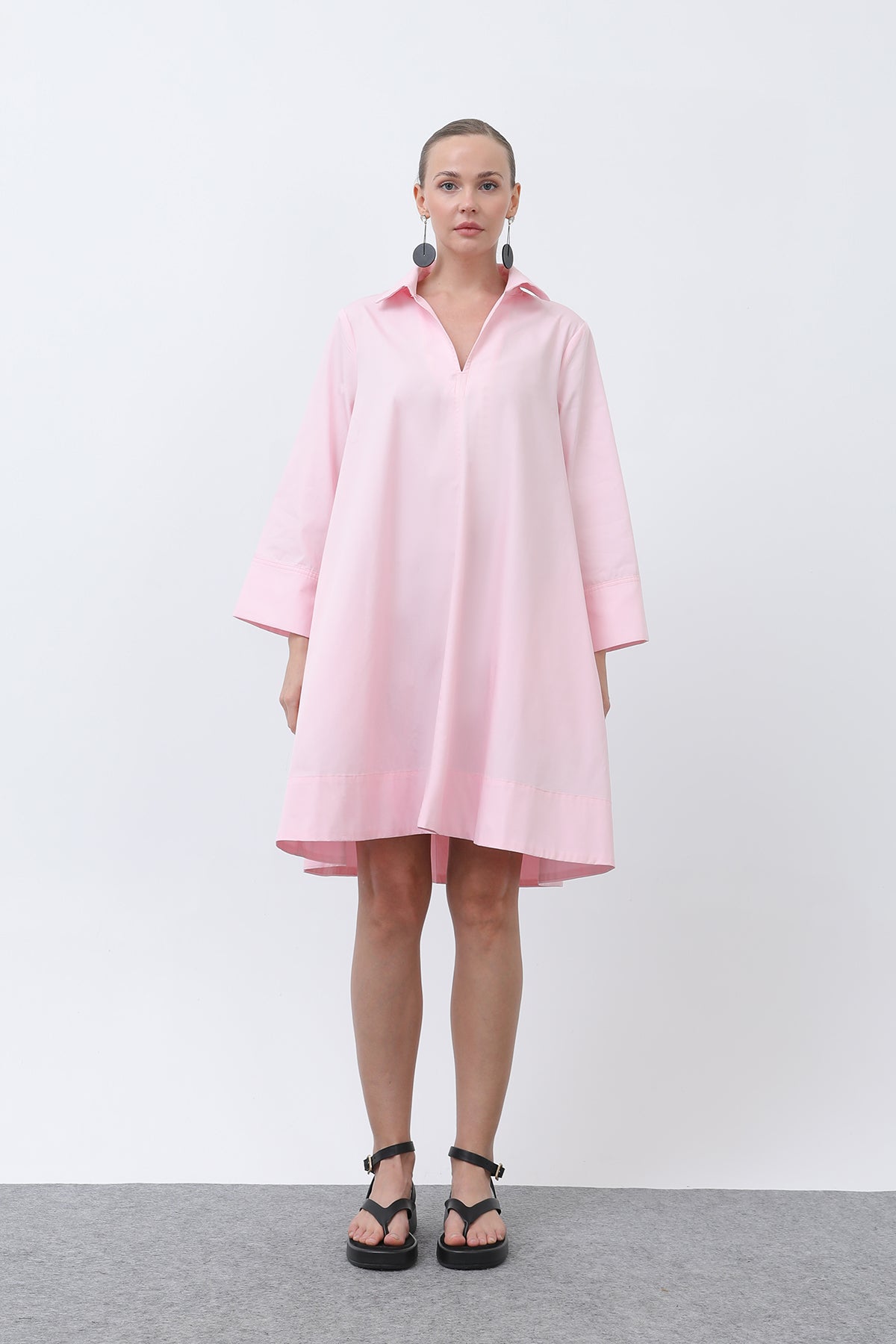 Kadın Poplin Mini Elbise -32274ELB PINK
