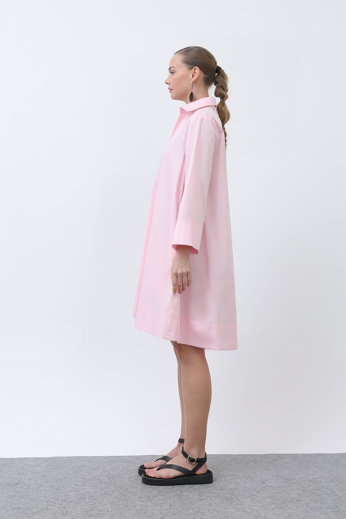 Kadın Poplin Mini Elbise -32274ELB PINK