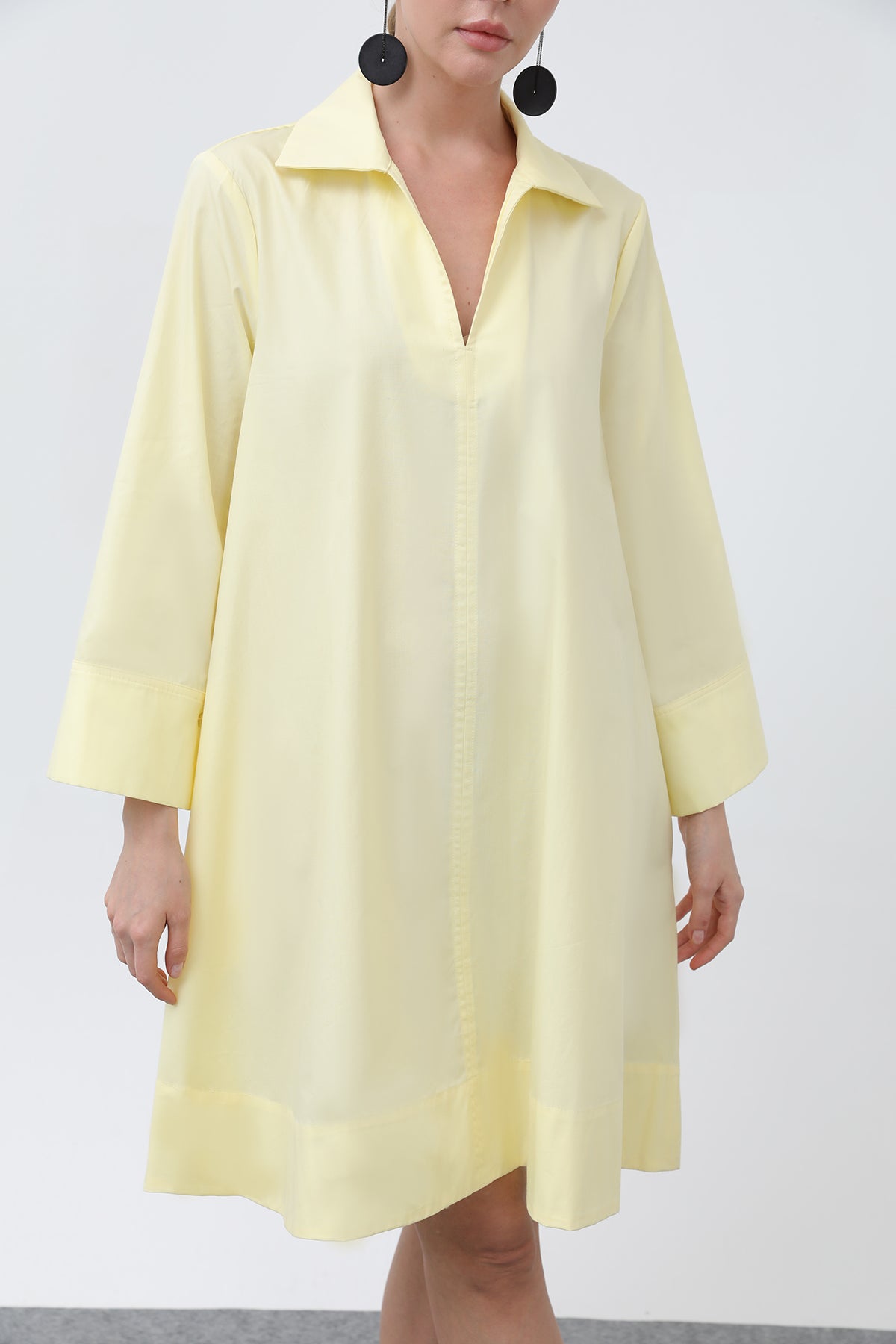 Kadın Poplin Mini Elbise -32274ELB YELLOW