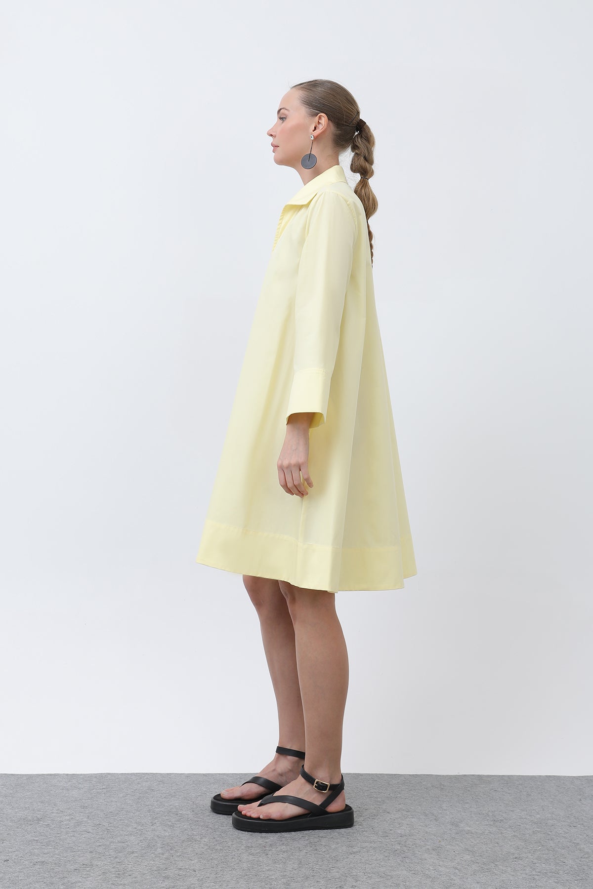 Kadın Poplin Mini Elbise -32274ELB YELLOW