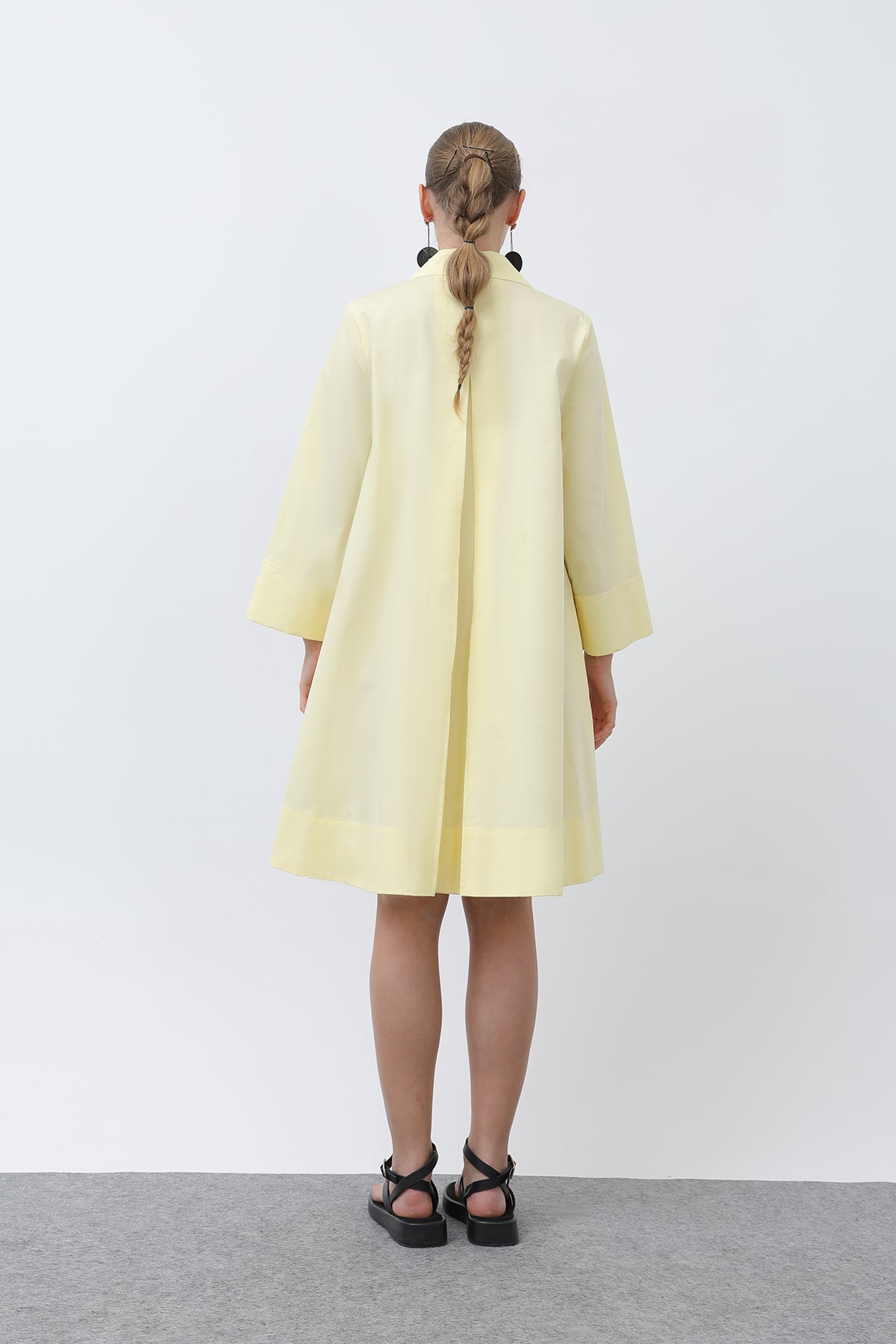 Kadın Poplin Mini Elbise -32274ELB YELLOW