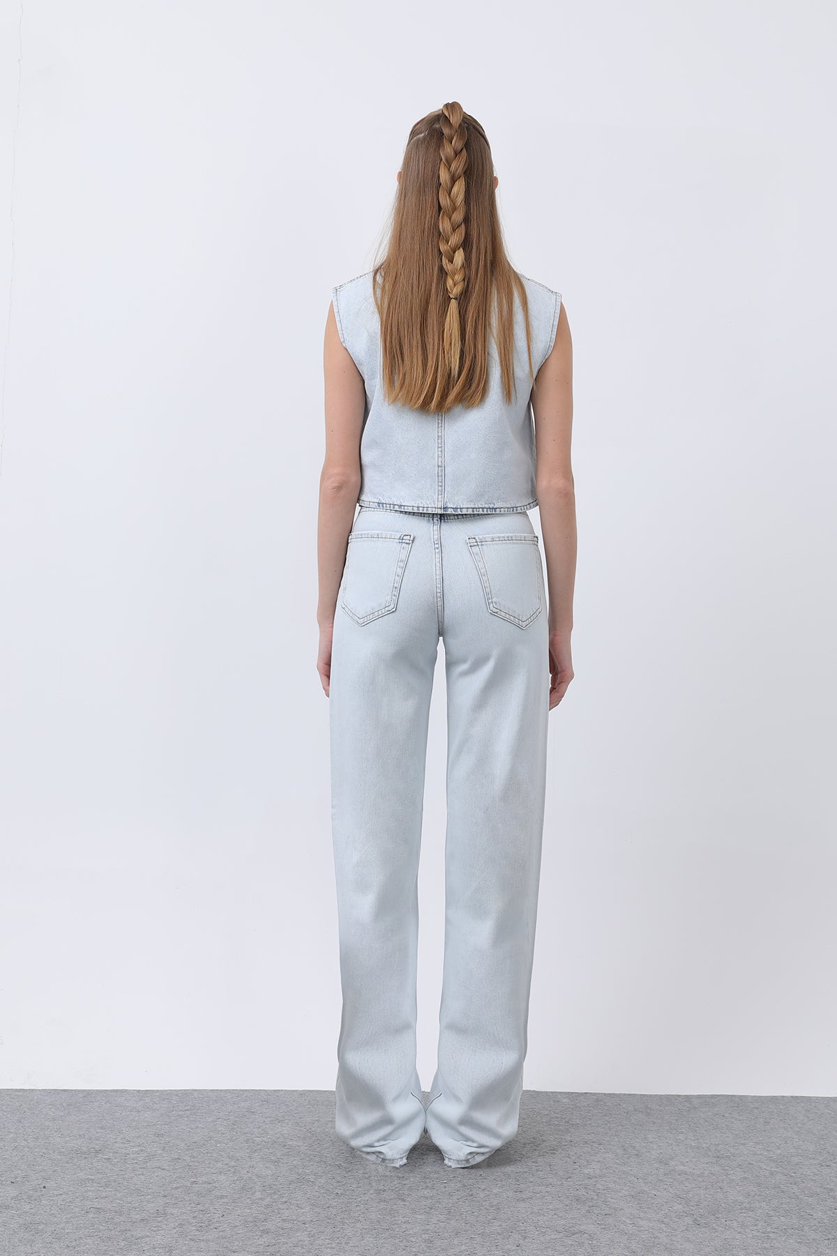 Kadın Sıfır Kol Denim Yelek -32278YLK BLUE