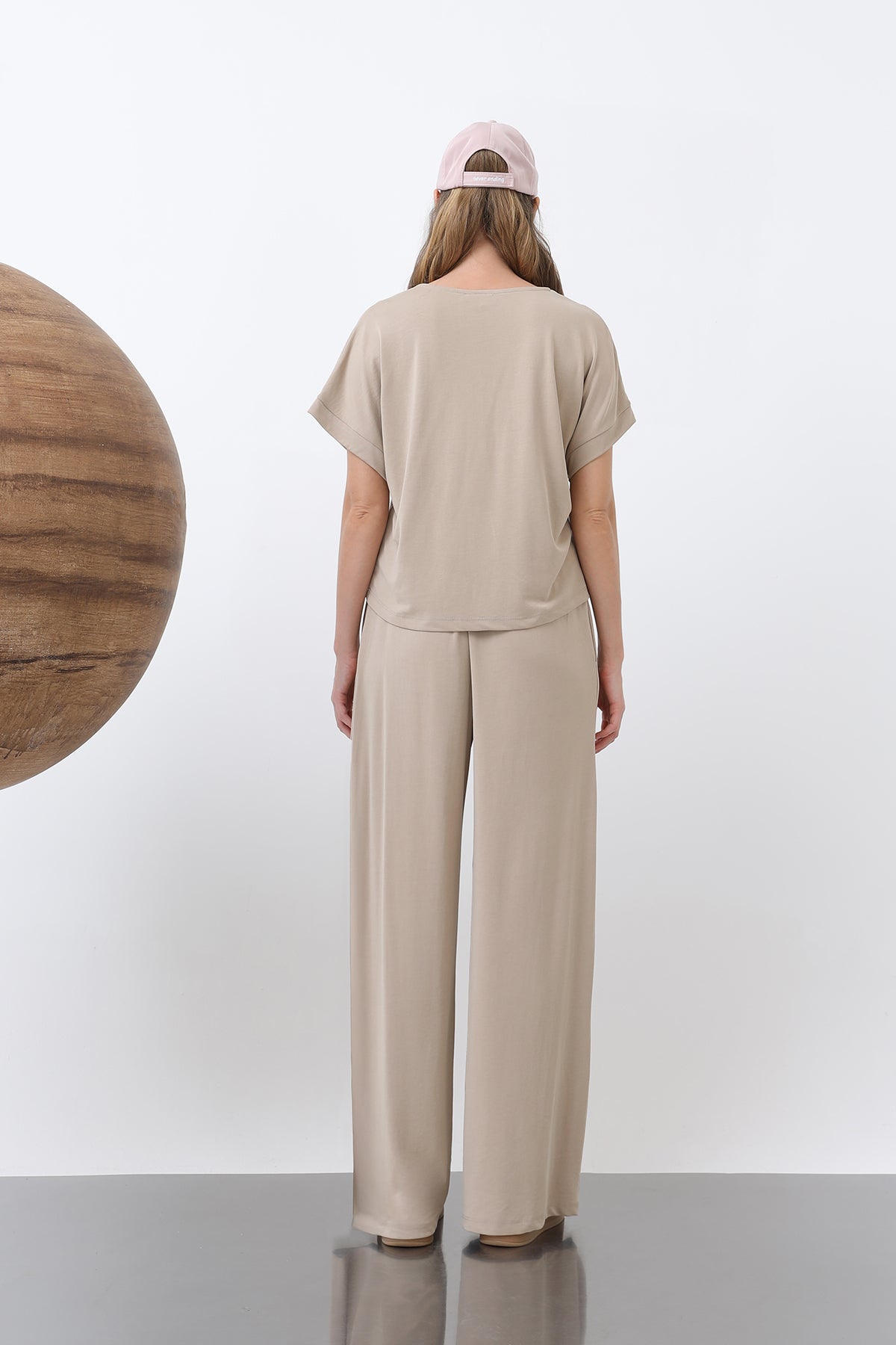 Kadın V Yakalı İkili Takım -32298TKM BEIGE