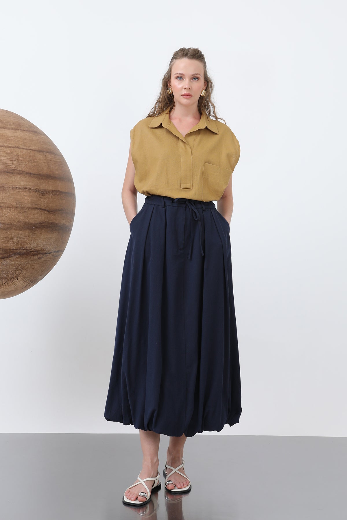 Kadın Denim Balon Etek - 32309ETK NAVY
