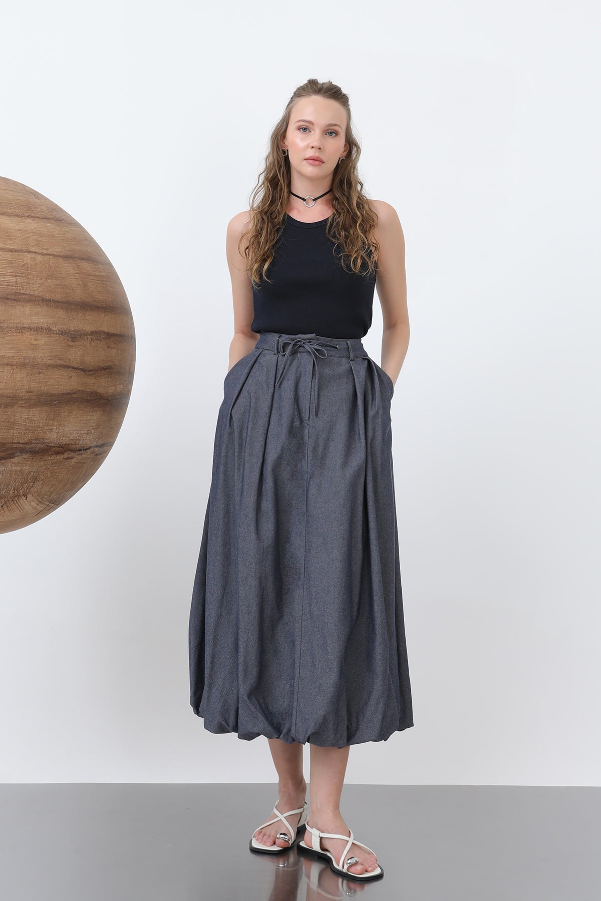 Kadın Denim Balon Etek - 32309ETK INDIGO
