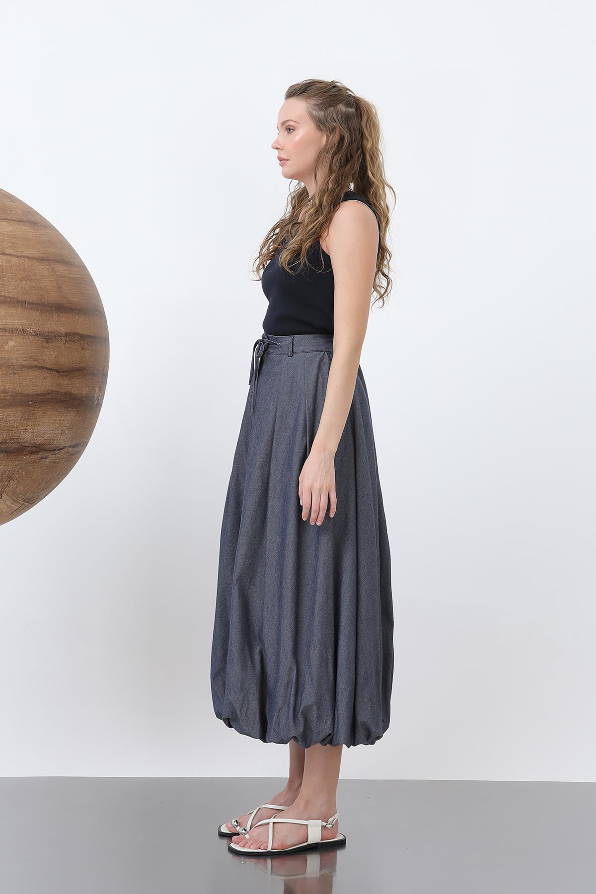 Kadın Denim Balon Etek - 32309ETK INDIGO