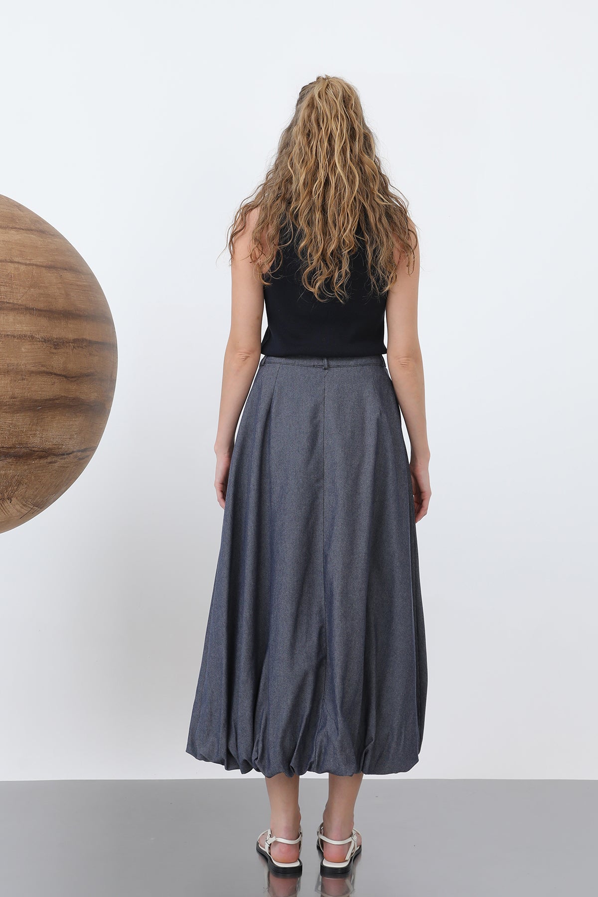 Kadın Denim Balon Etek - 32309ETK INDIGO