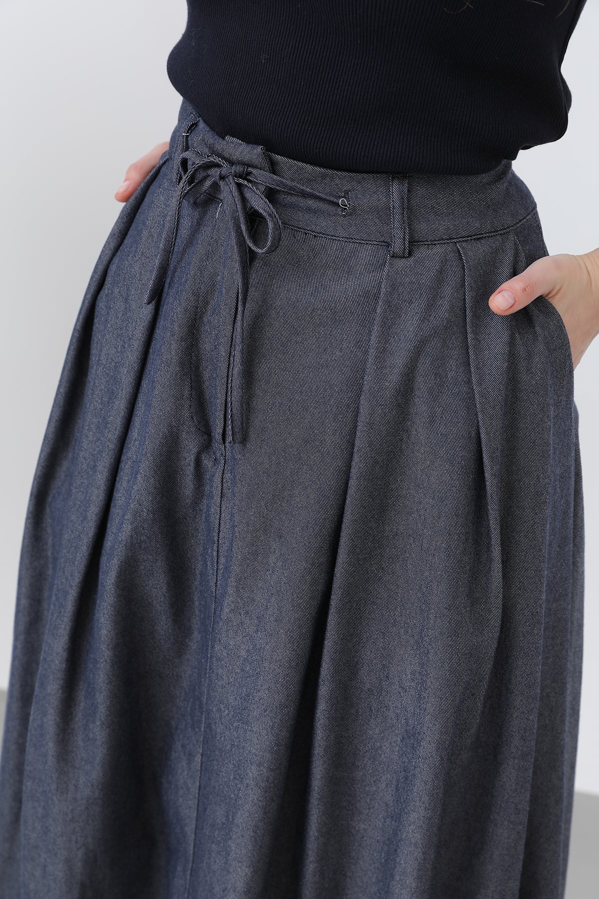 Kadın Denim Balon Etek - 32309ETK INDIGO