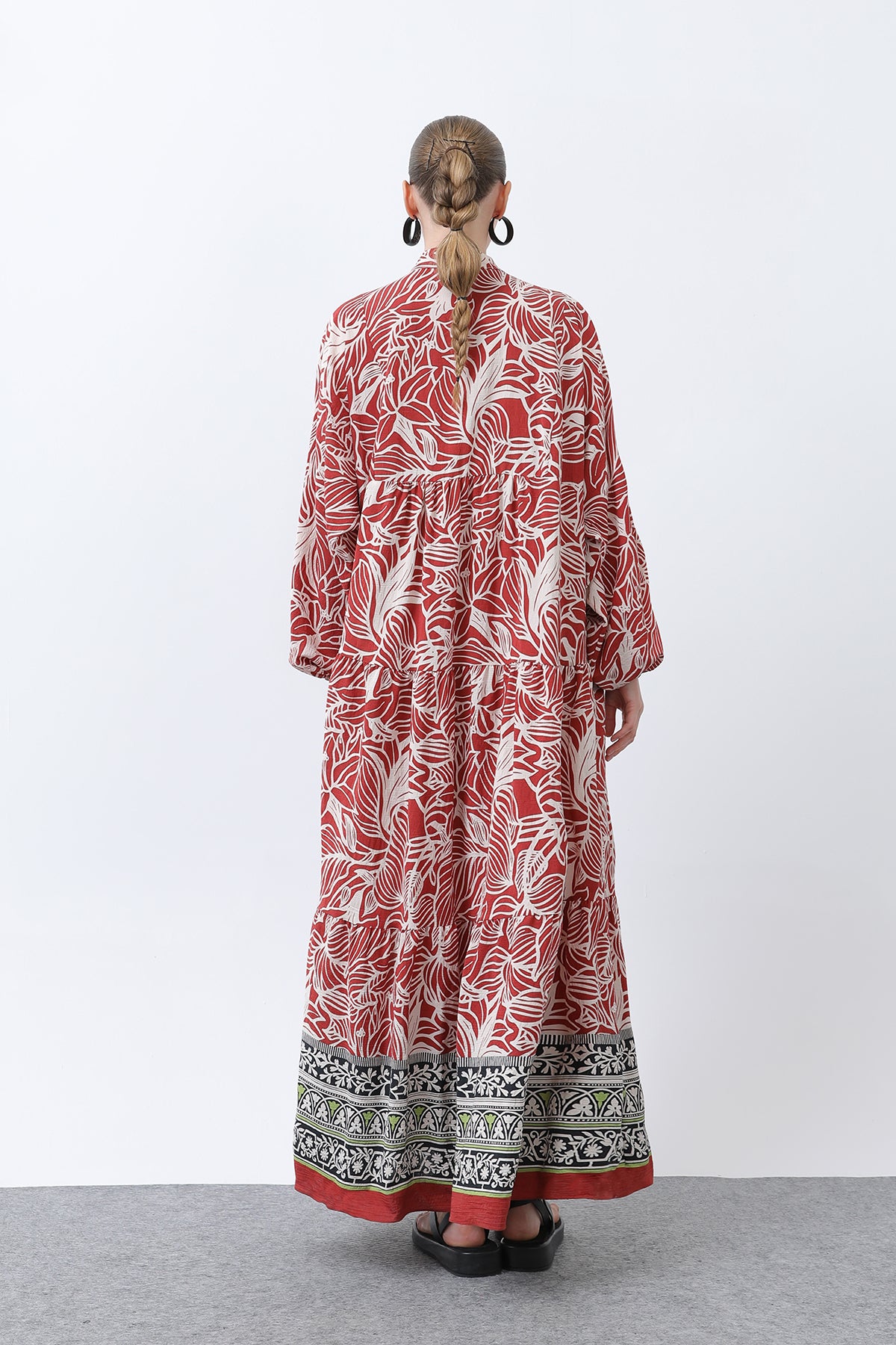 Kadın Desenli Elbise - 32311ELB RED