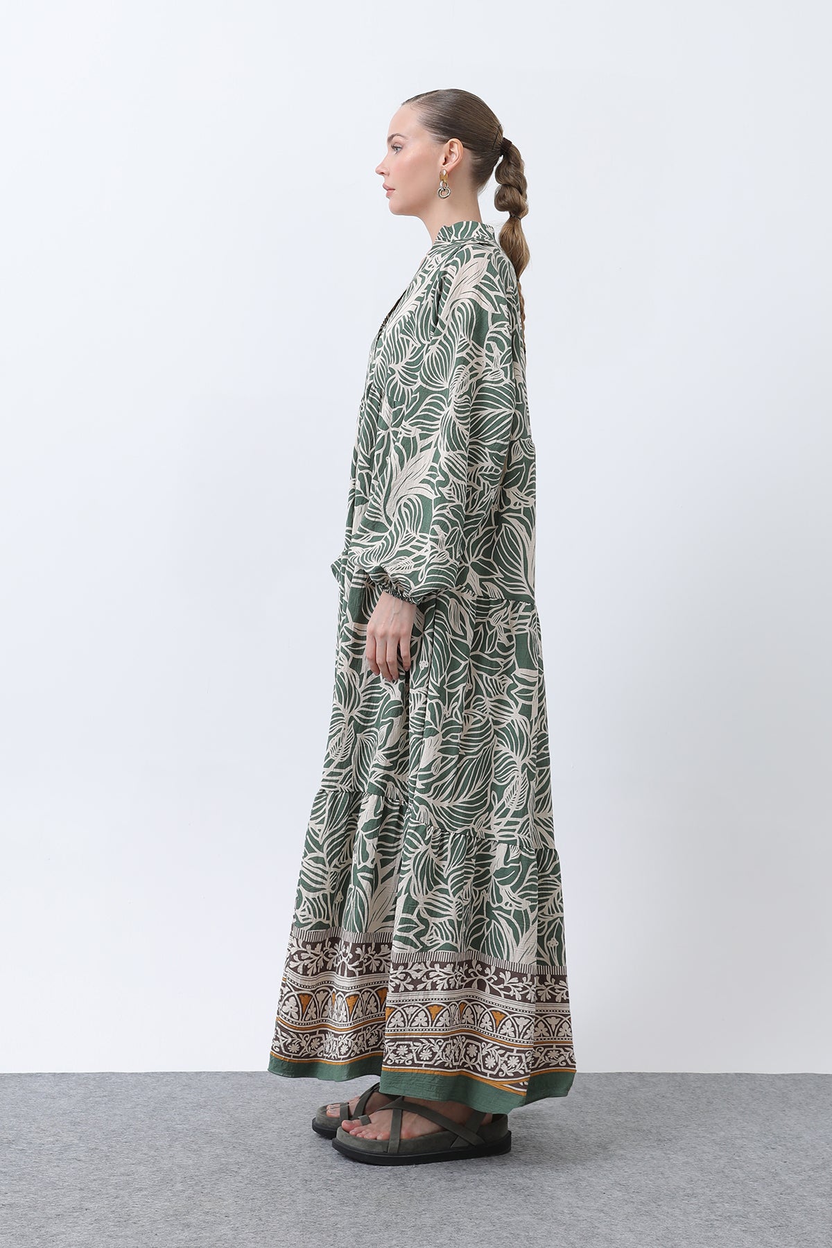 Kadın Desenli Elbise - 32311ELB KHAKI