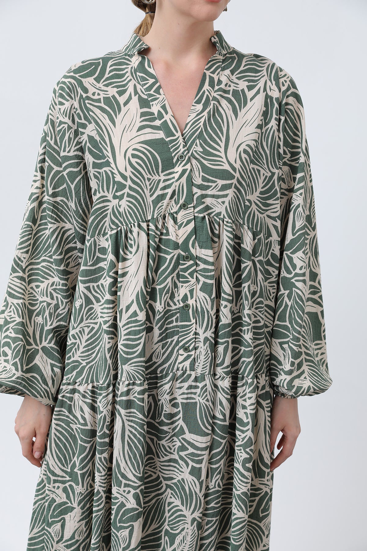 Kadın Desenli Elbise - 32311ELB KHAKI