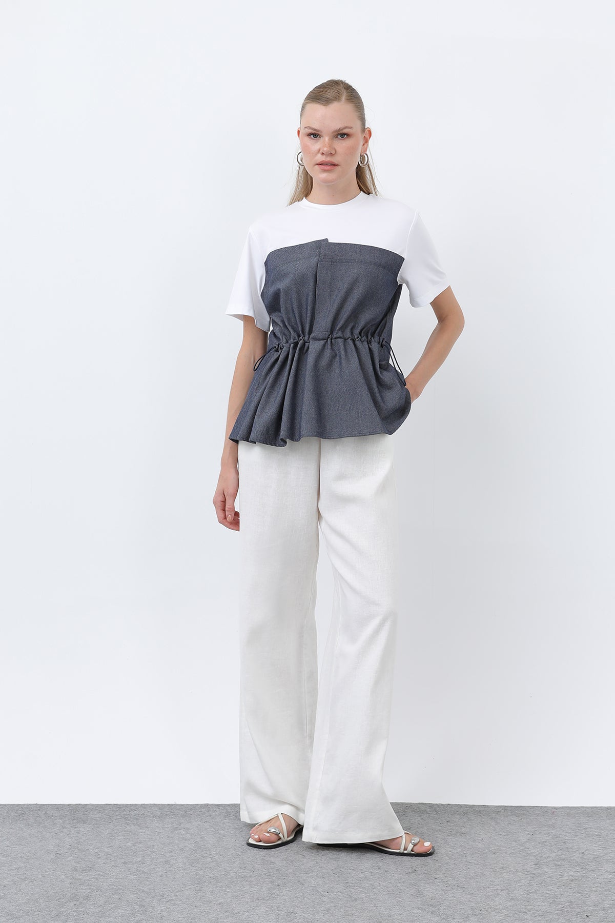 Kadın Denim Detaylı Bluz - 32318BLZ INDIGO
