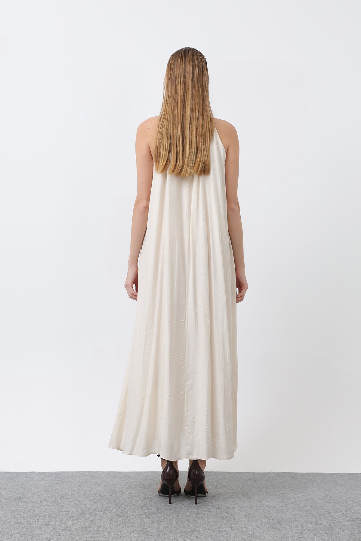 Kadın Halter Yaka Elbise - 32322ELB BEIGE