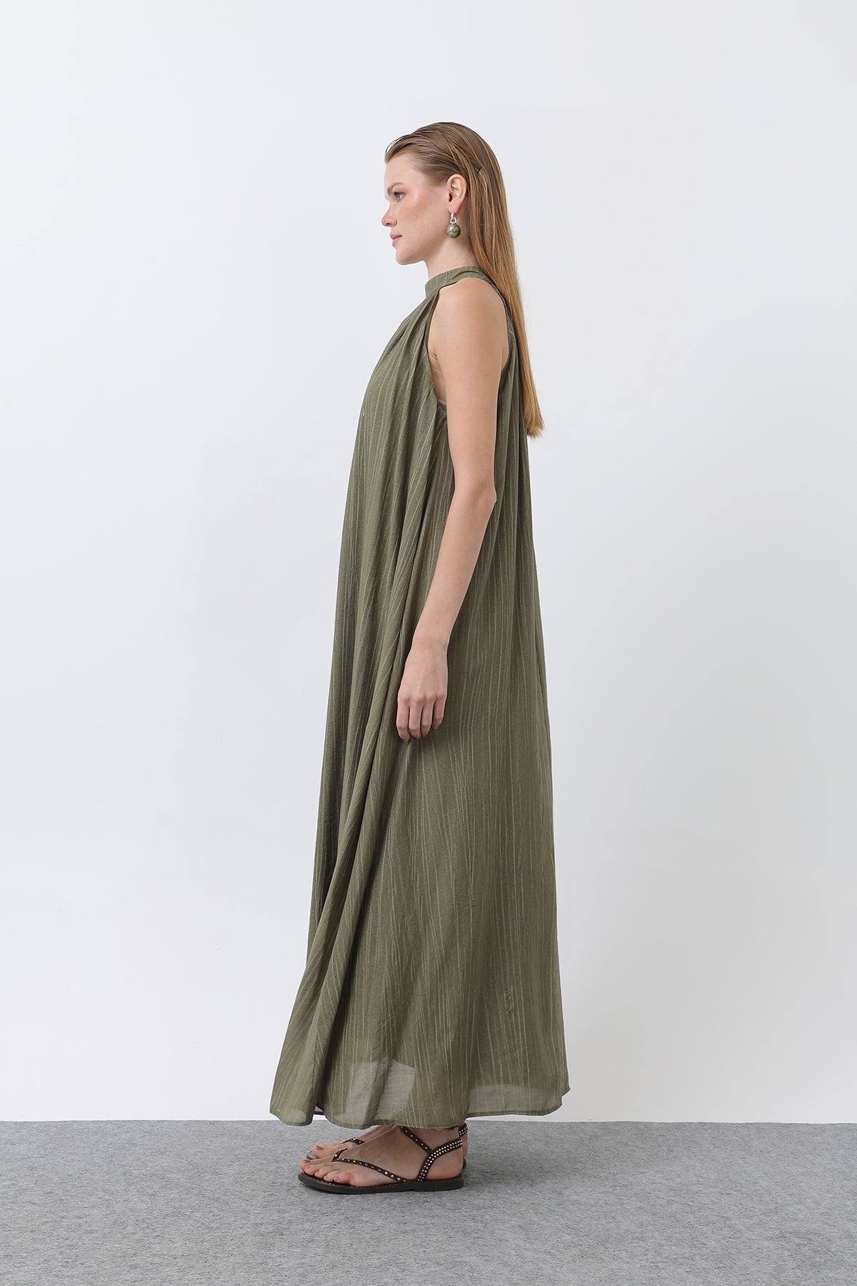 Kadın Halter Yaka Elbise - 32322ELB KHAKI