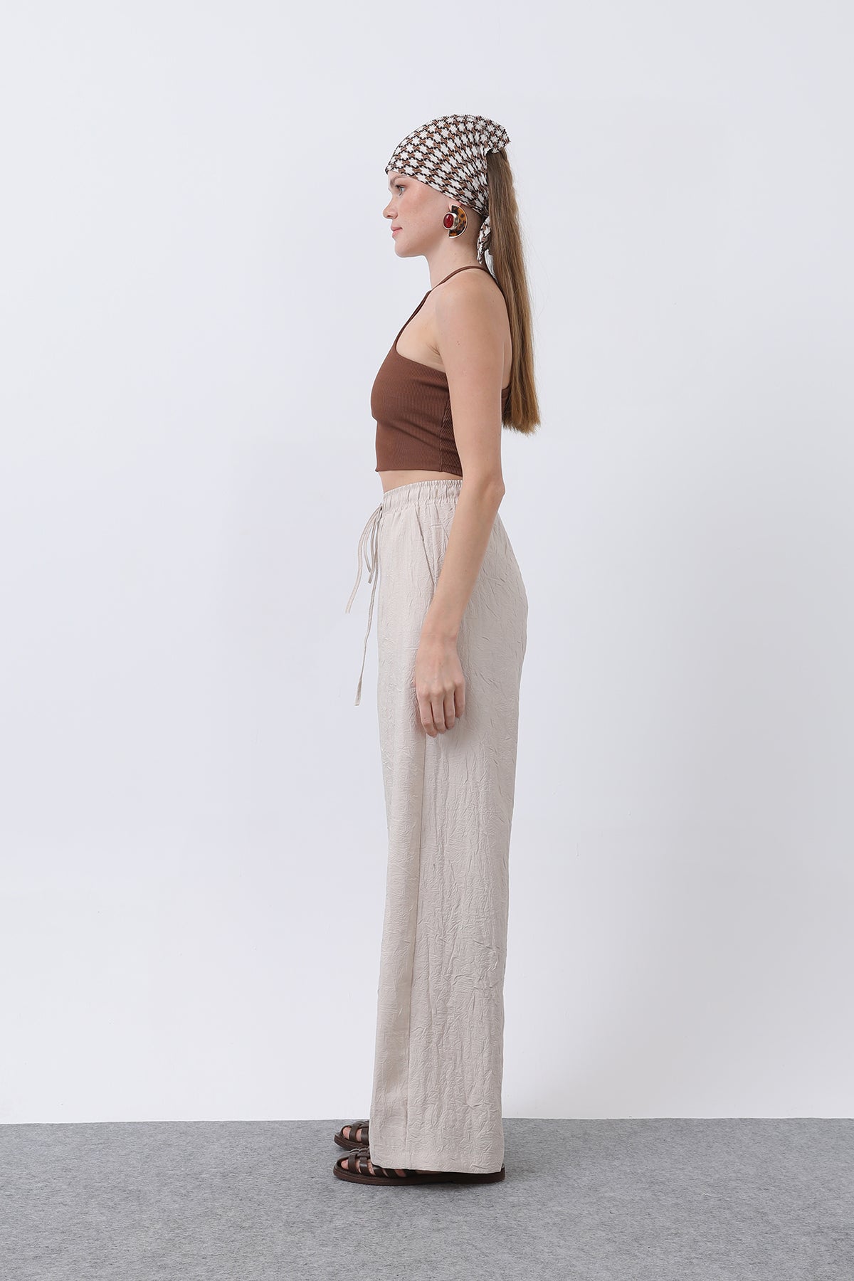 Kadın Belden Bağlamalı Pantolon - 32334PNT BEIGE