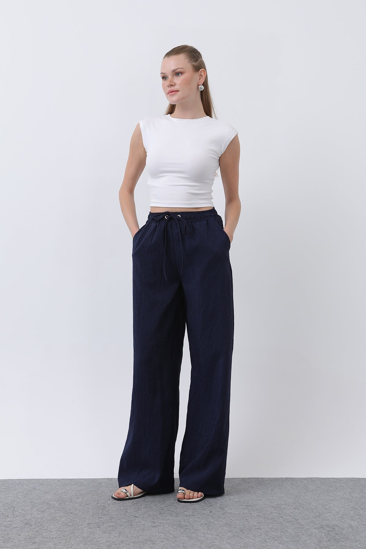 Kadın Belden Bağlamalı Pantolon - 32334PNT NAVY