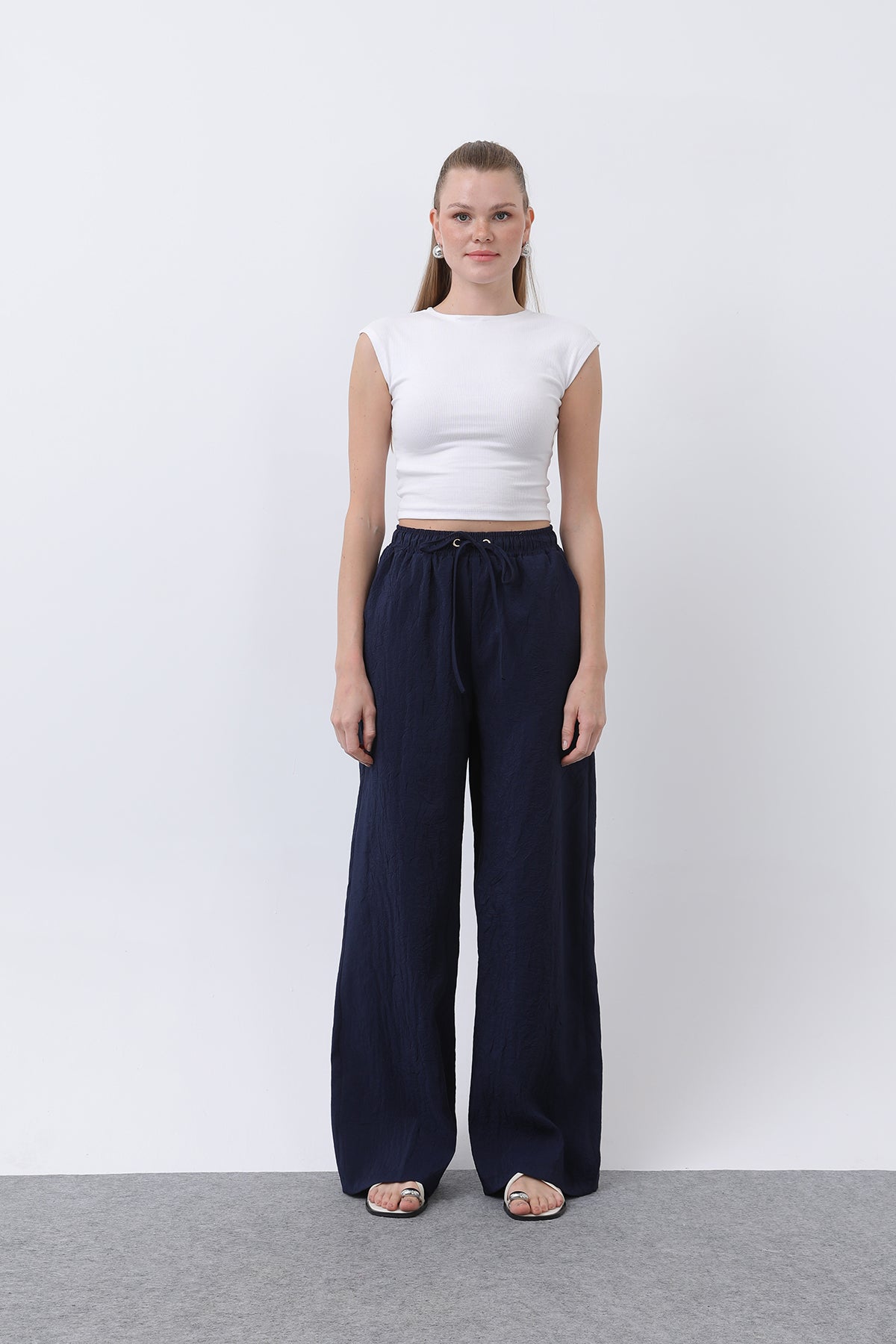 Kadın Belden Bağlamalı Pantolon - 32334PNT NAVY