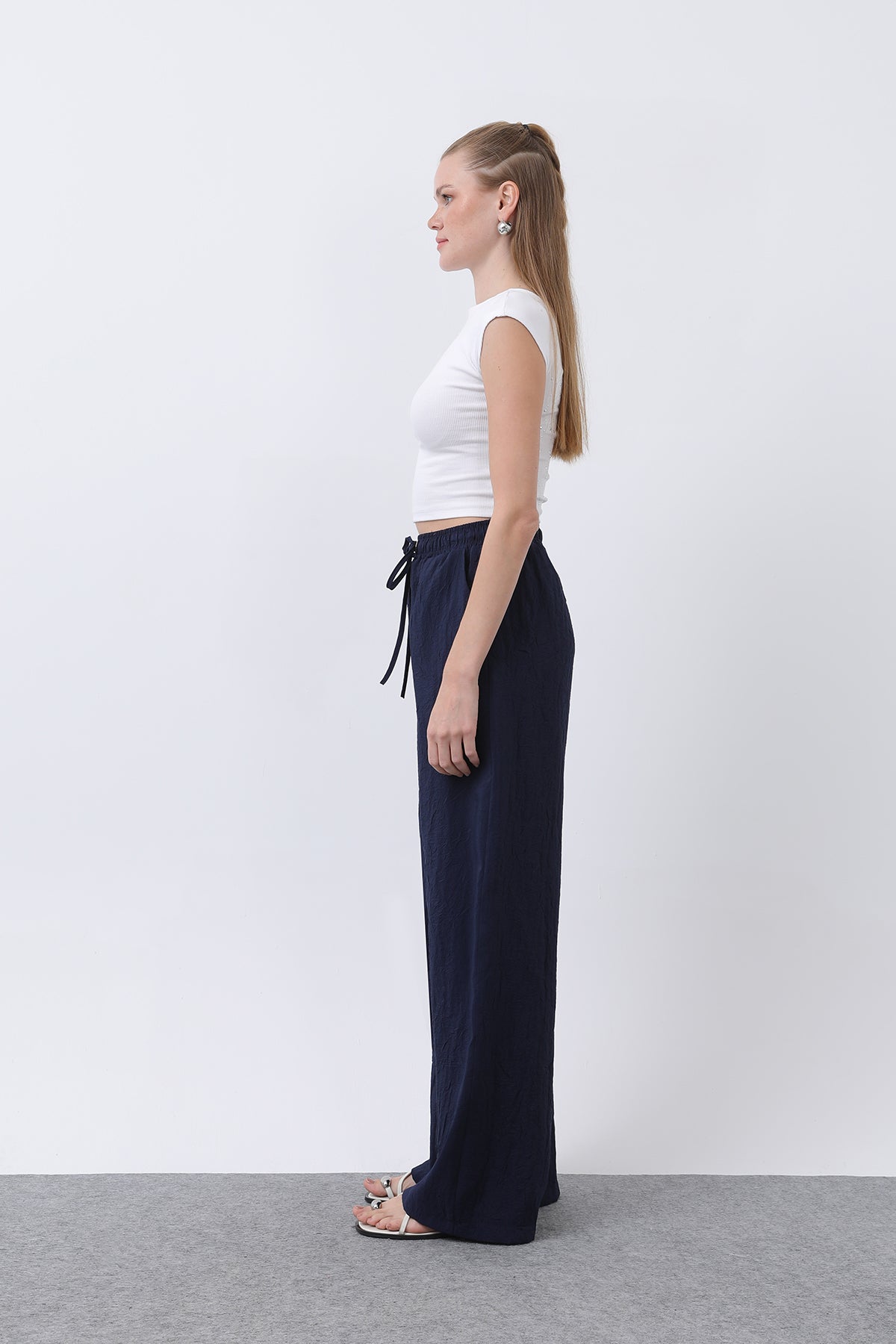 Kadın Belden Bağlamalı Pantolon - 32334PNT NAVY