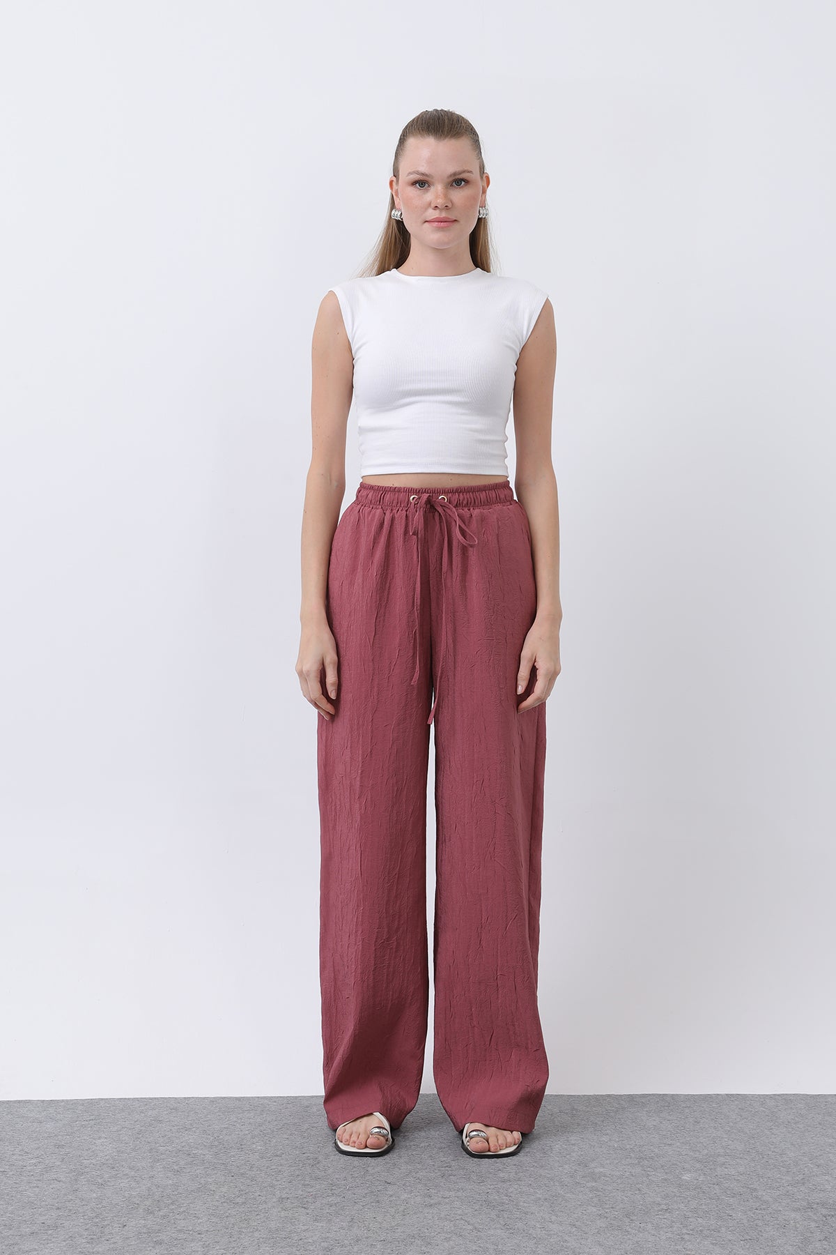 Kadın Belden Bağlamalı Pantolon - 32334PNT ROSE