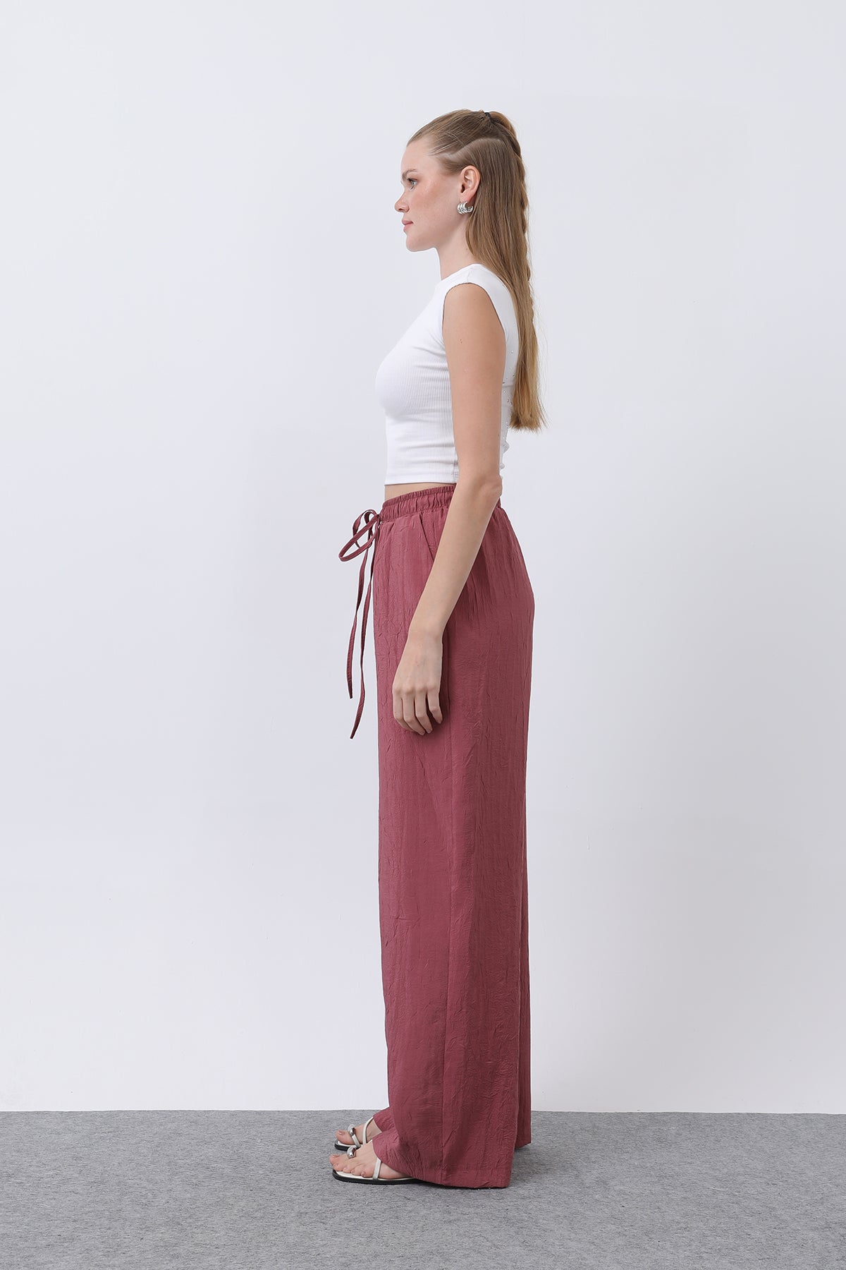 Kadın Belden Bağlamalı Pantolon - 32334PNT ROSE