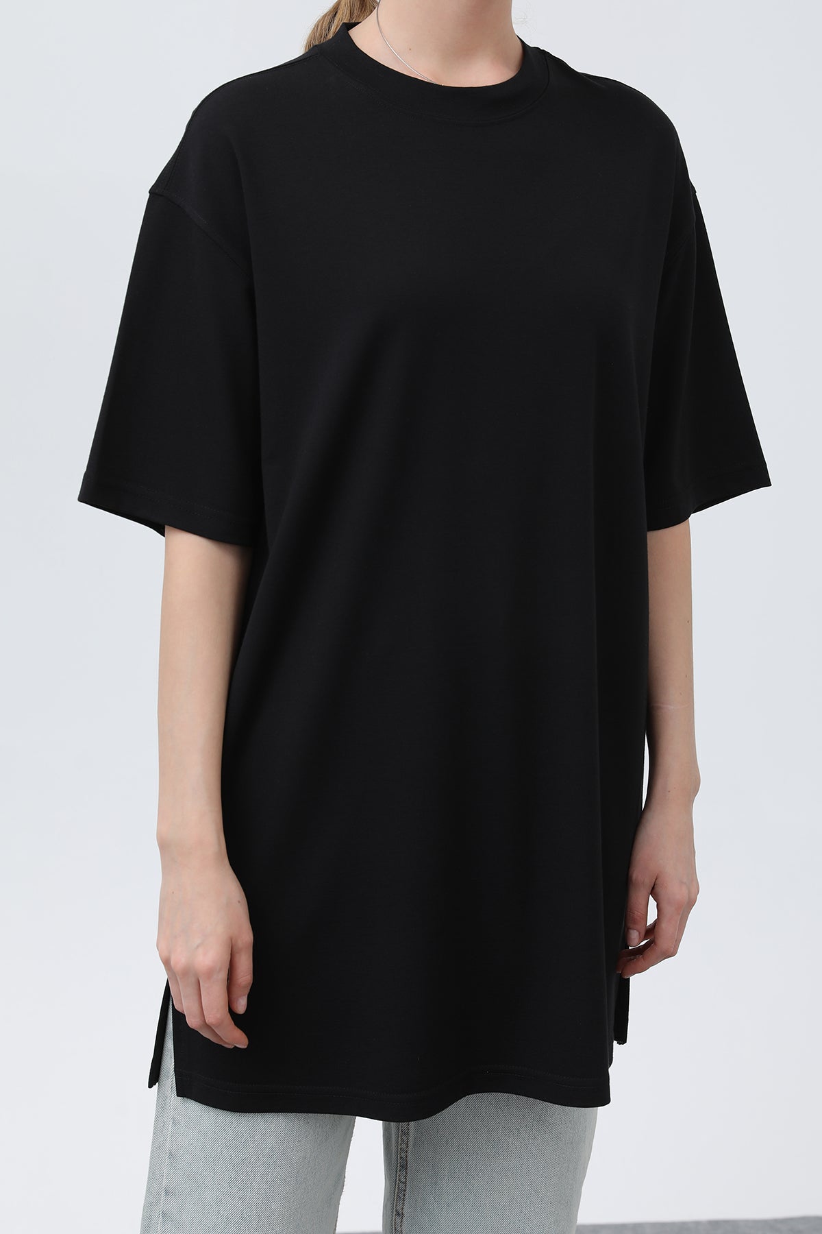 Kadın Uzun Bol Kesim Tshirt - 40009TSH BLACK