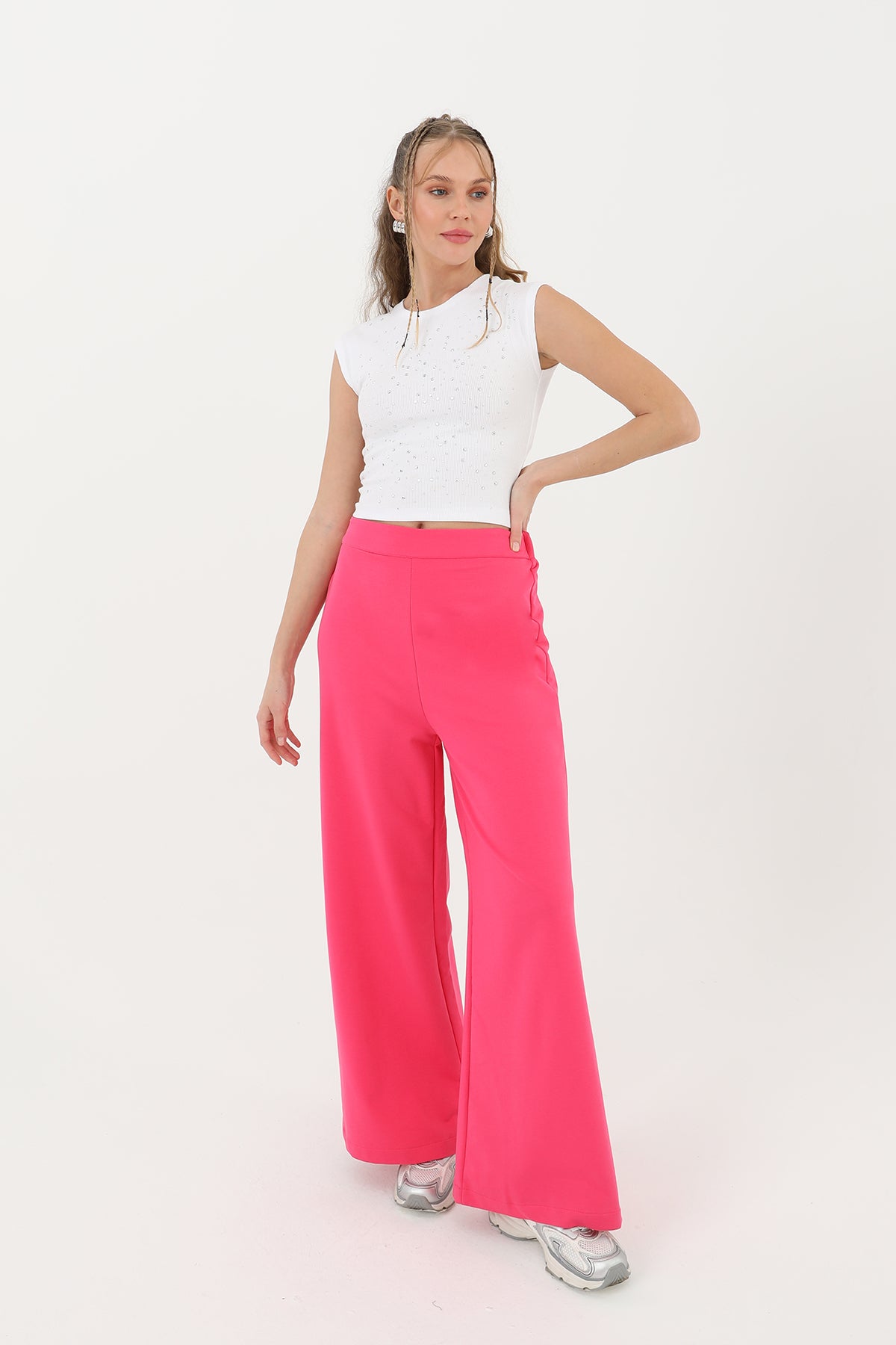 Kadın Geniş Paça Pantolon - 30007PNT FUCHSIA