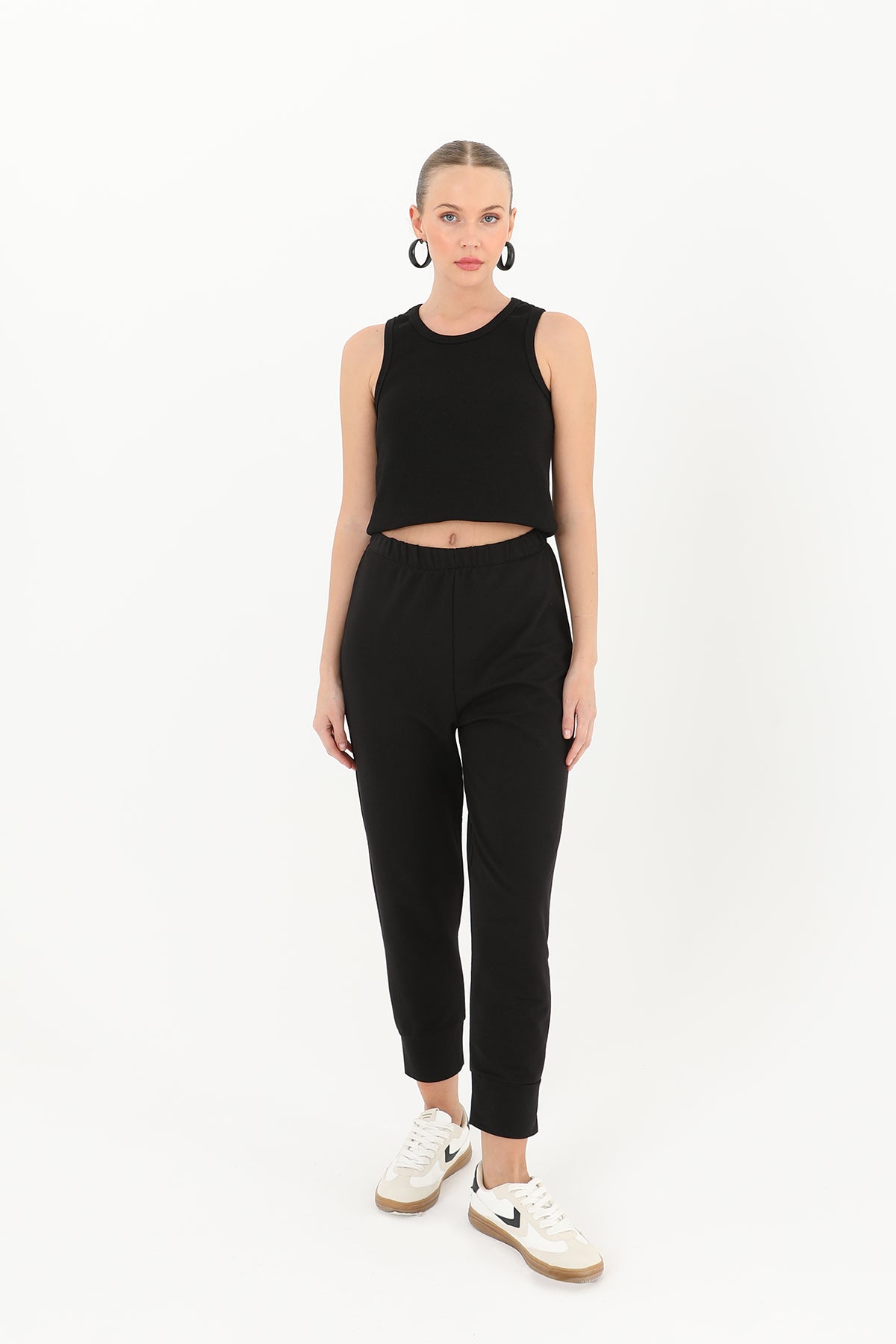 Kadın Ribana Detaylı Eşofman Altı - 30189PNT BLACK