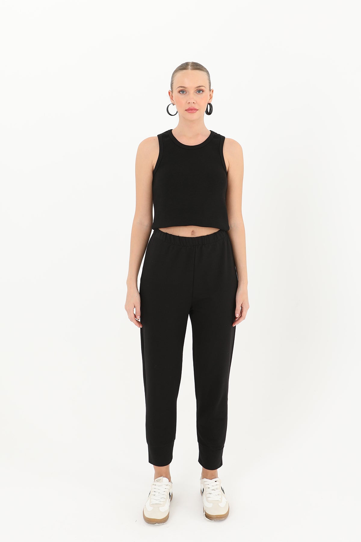 Kadın Ribana Detaylı Eşofman Altı - 30189PNT BLACK