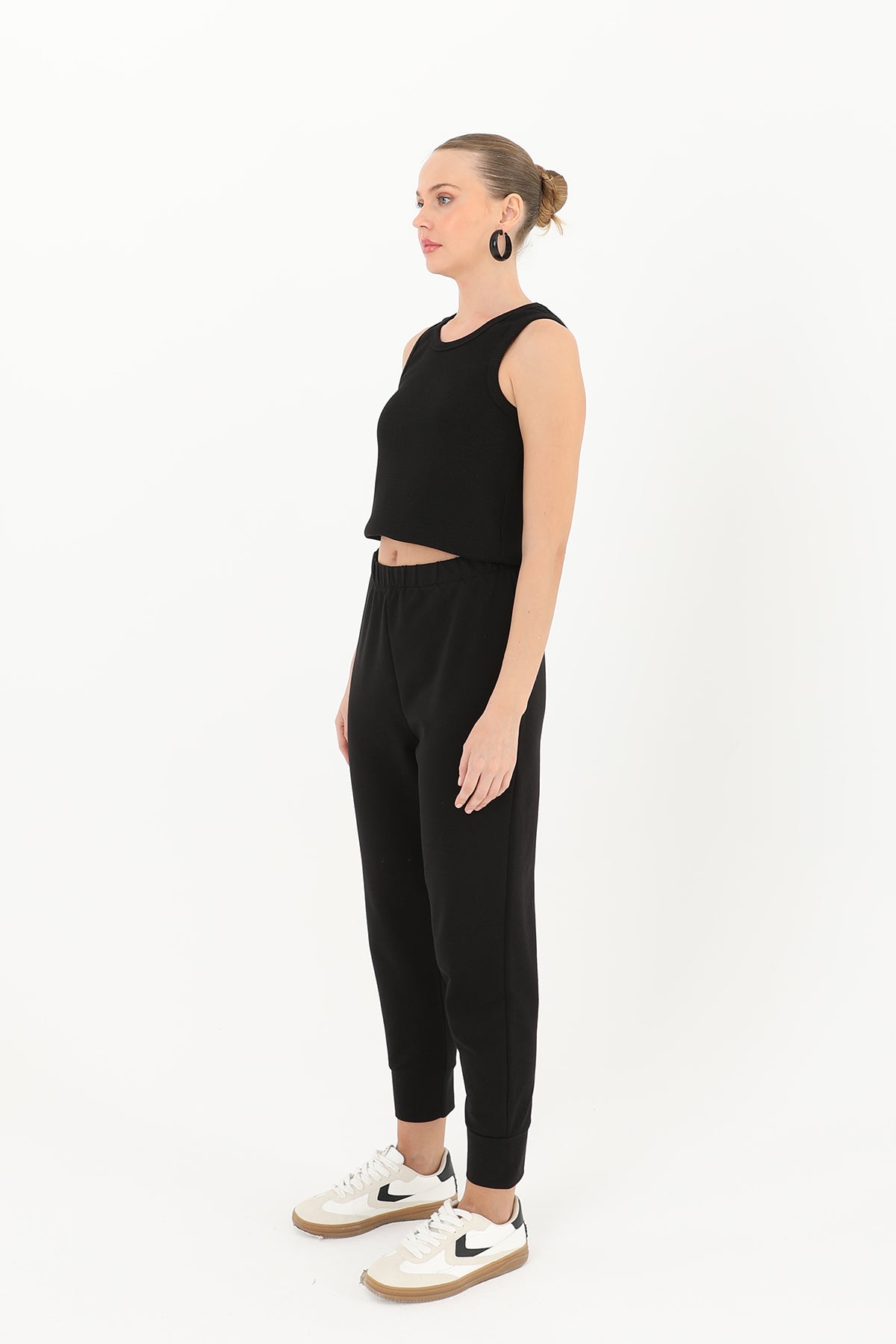 Kadın Ribana Detaylı Eşofman Altı - 30189PNT BLACK