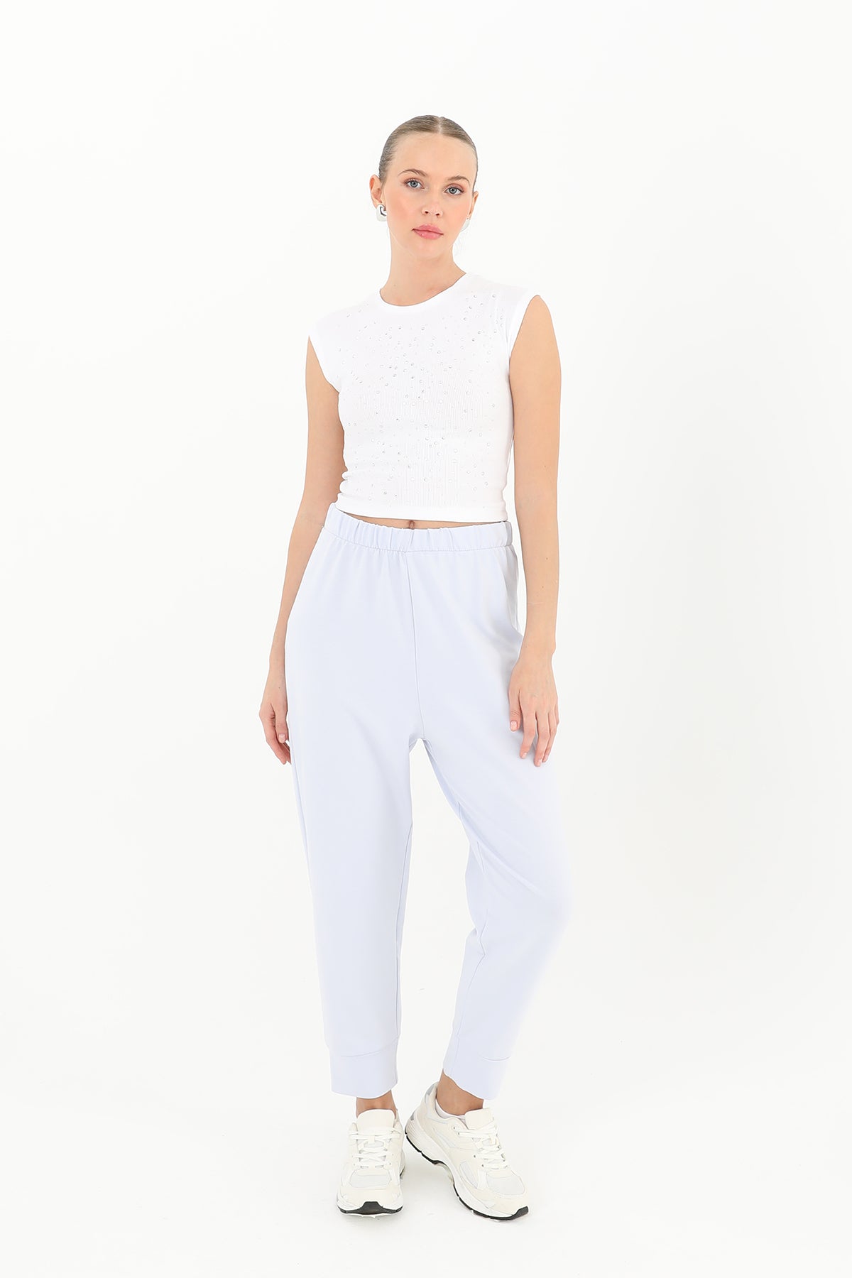 Kadın Ribana Detaylı Eşofman Altı - 30189PNT LIGHT BLUE