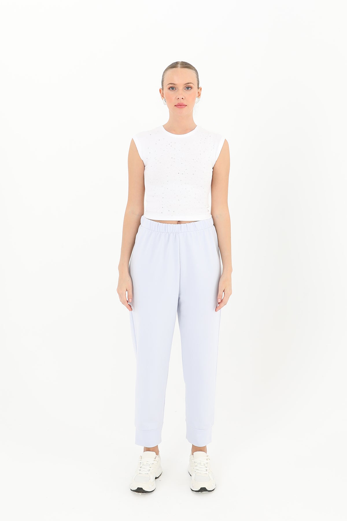 Kadın Ribana Detaylı Eşofman Altı - 30189PNT LIGHT BLUE