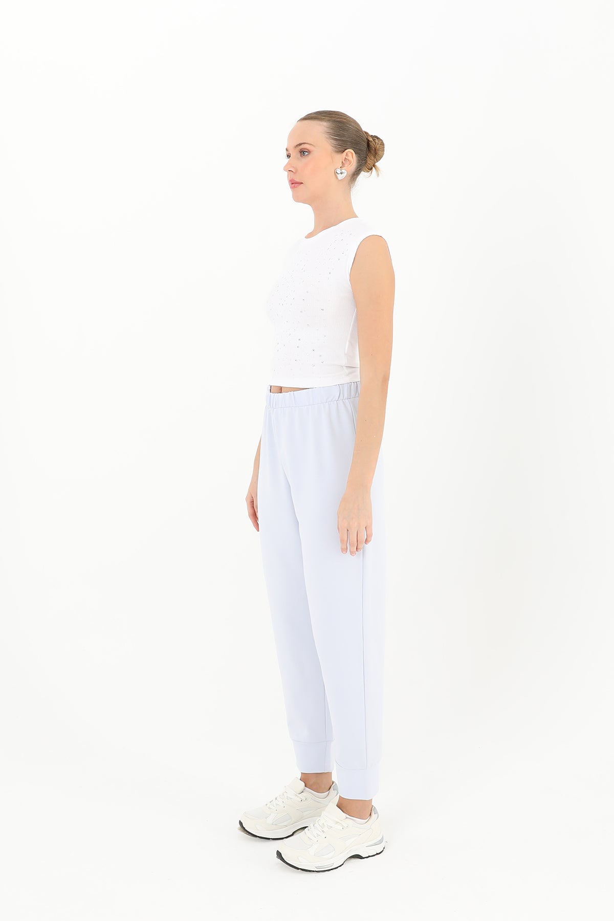 Kadın Ribana Detaylı Eşofman Altı - 30189PNT LIGHT BLUE