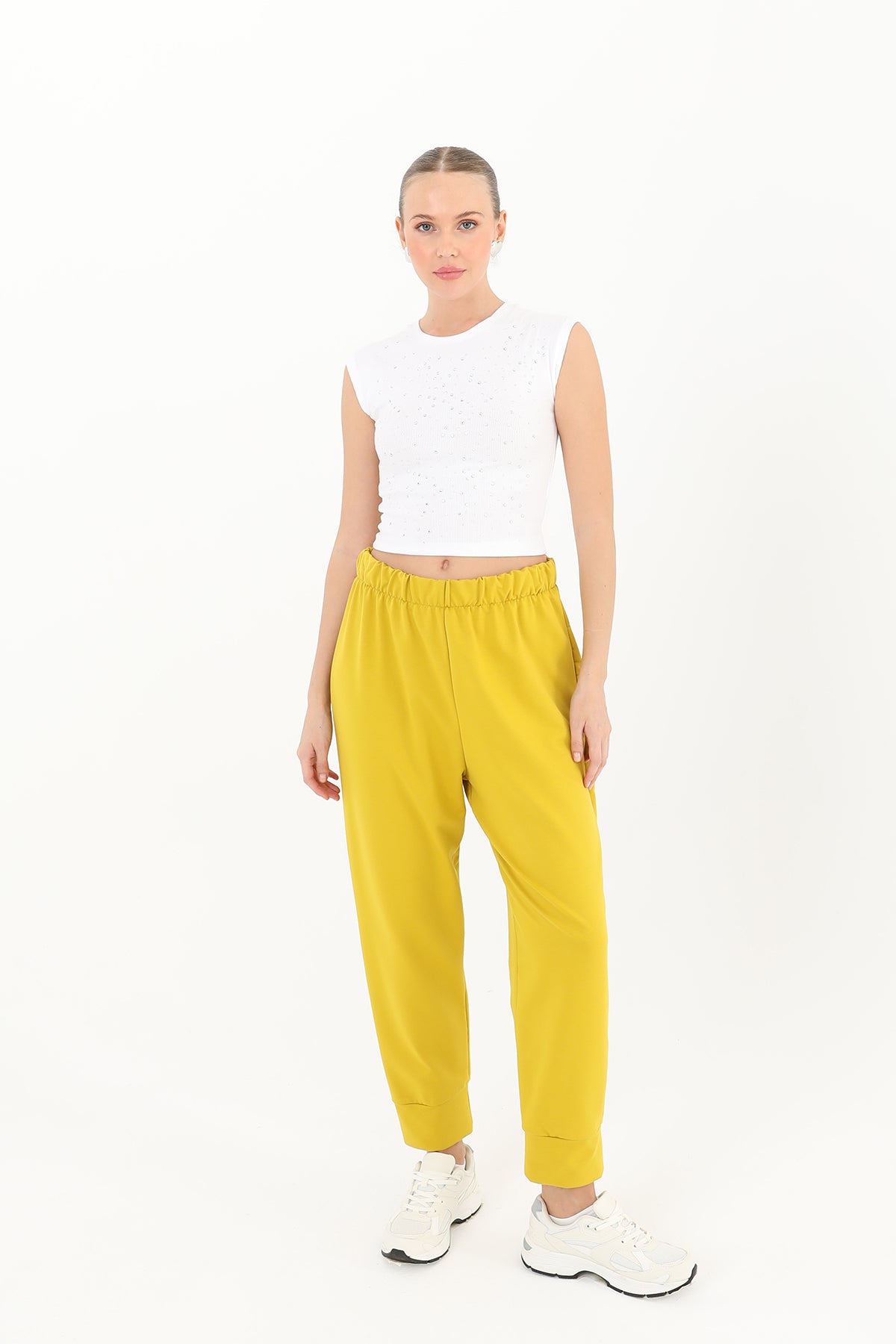 Kadın Ribana Detaylı Eşofman Altı - 30189PNT OLIVE