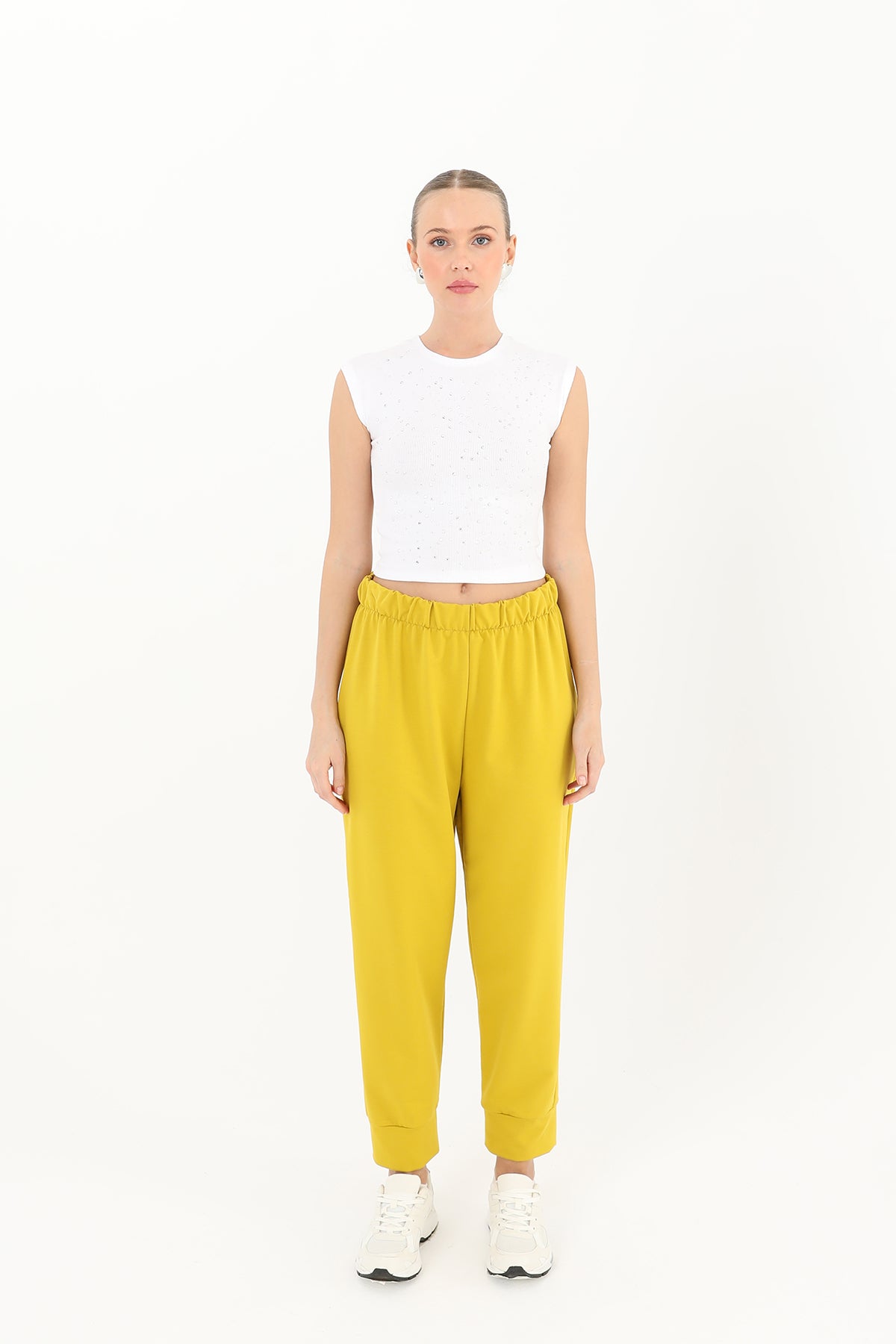 Kadın Ribana Detaylı Eşofman Altı - 30189PNT OLIVE