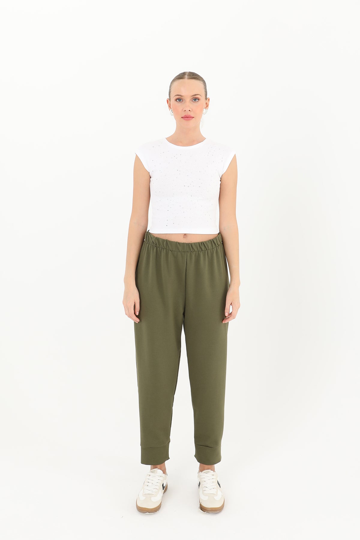 Kadın Ribana Detaylı Eşofman Altı - 30189PNT KHAKI