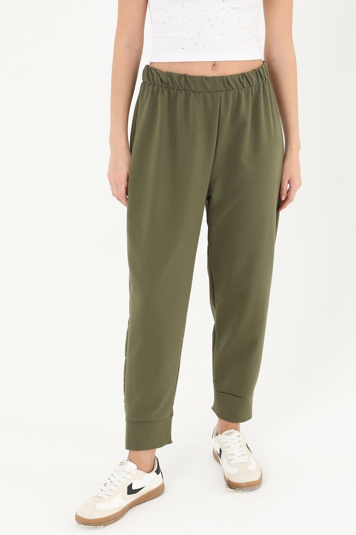 Kadın Ribana Detaylı Eşofman Altı - 30189PNT KHAKI