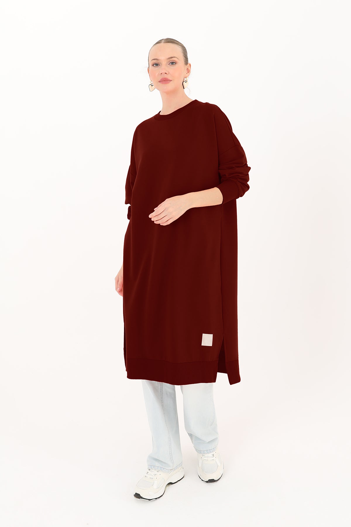 Kadın Basic Tunic - 30645TUN BURGUNDY